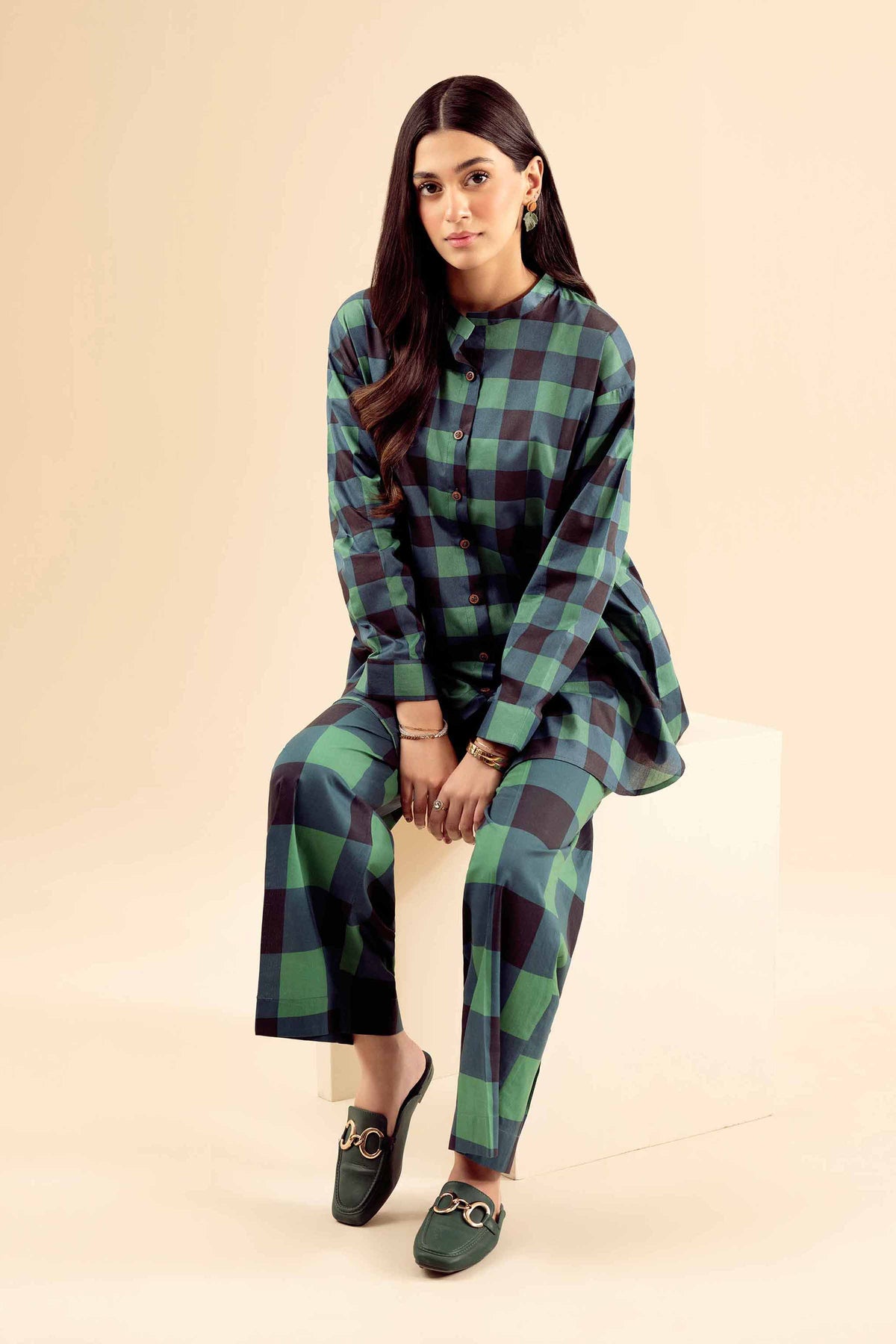 2 Piece - Printed Suit - PW25-18 Green Cambric 2PC Printed Nishat Australia