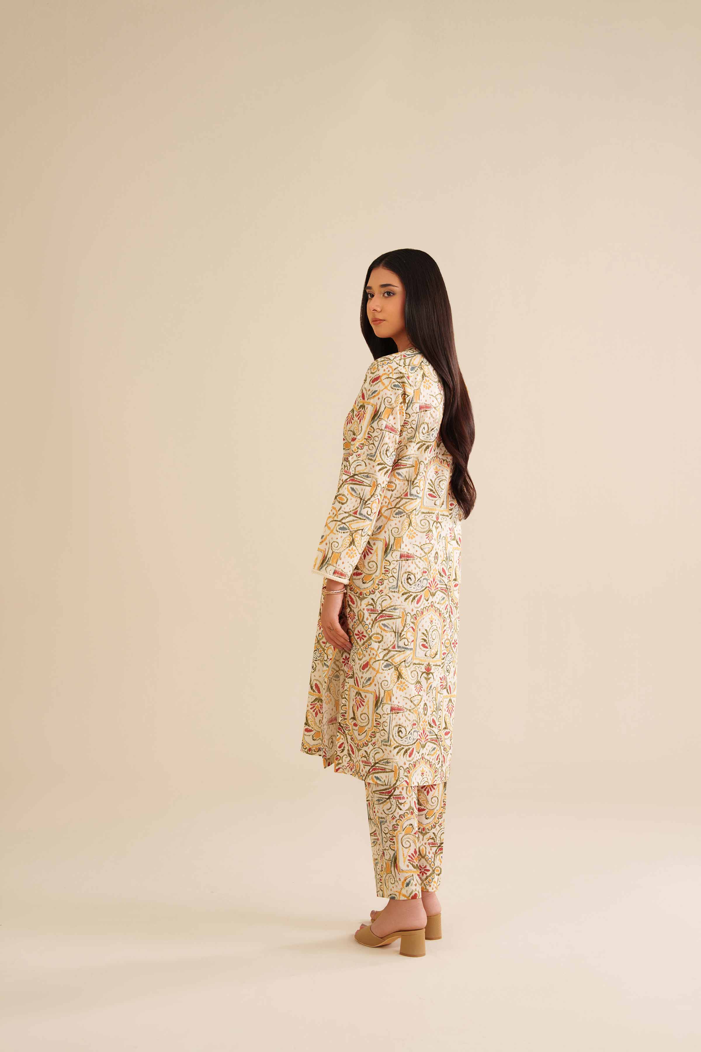 2 Piece - Printed Suit - PW25-200 READY TO WEAR White Cambric 2PC Printed