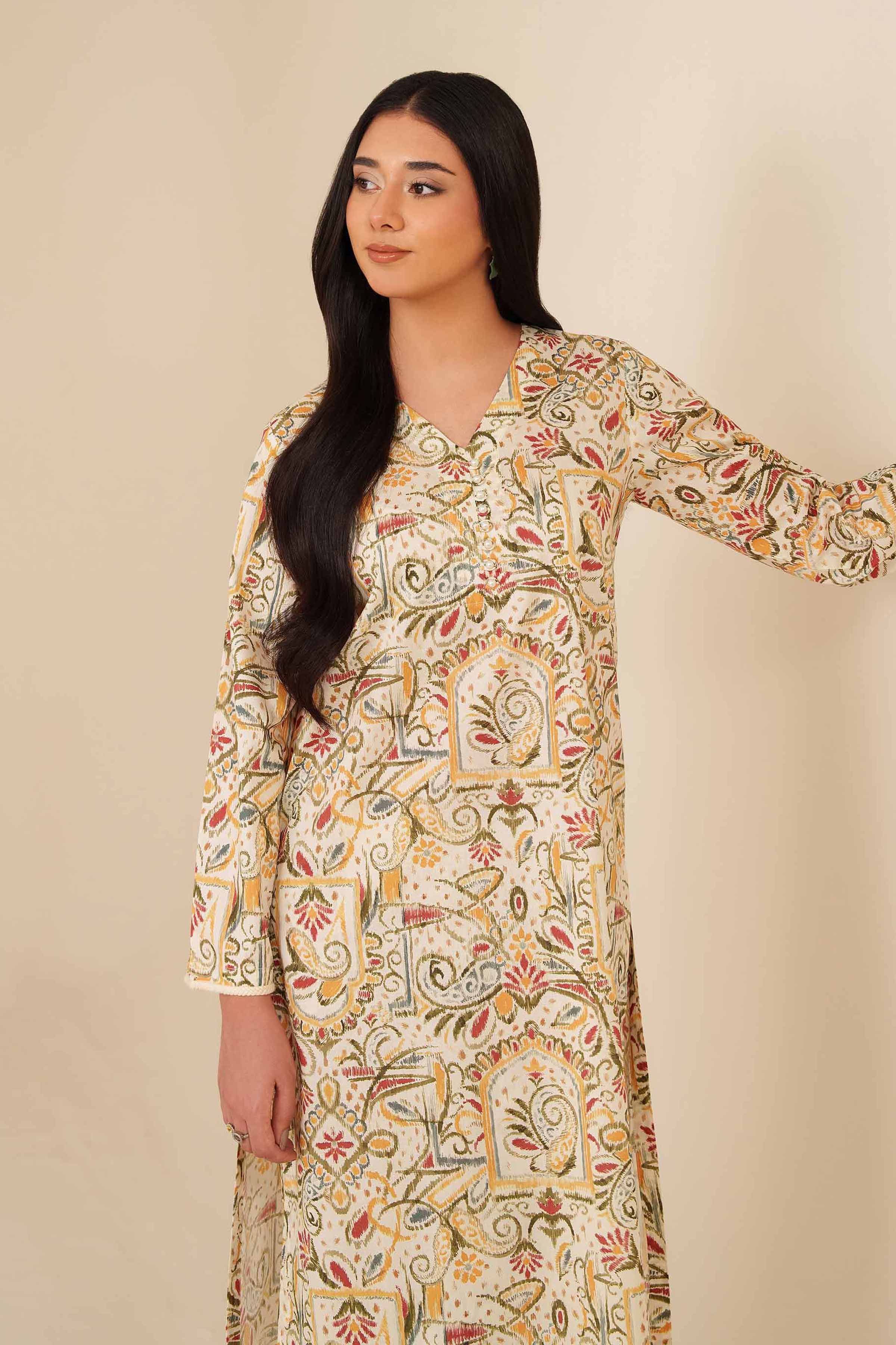 2 Piece - Printed Suit - PW25-200 READY TO WEAR White Cambric 2PC Printed