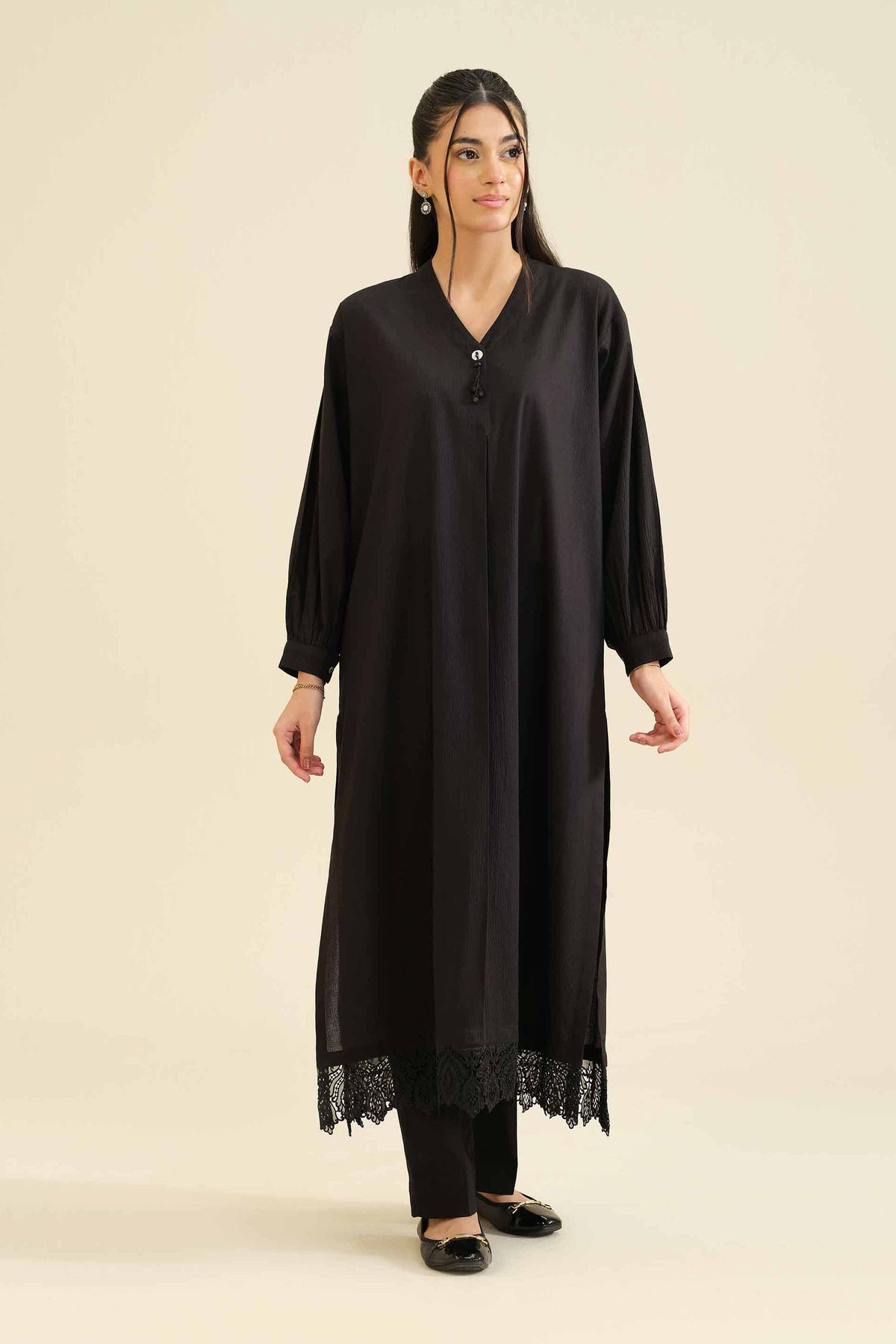 2 Piece - Basic Suit - PW25-204 Black Chiffon 2PC Solids Nishat Australia