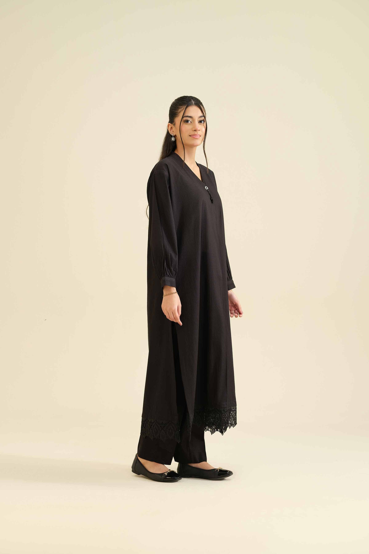 2 Piece - Basic Suit - PW25-204 Black Chiffon 2PC Solids Nishat Australia