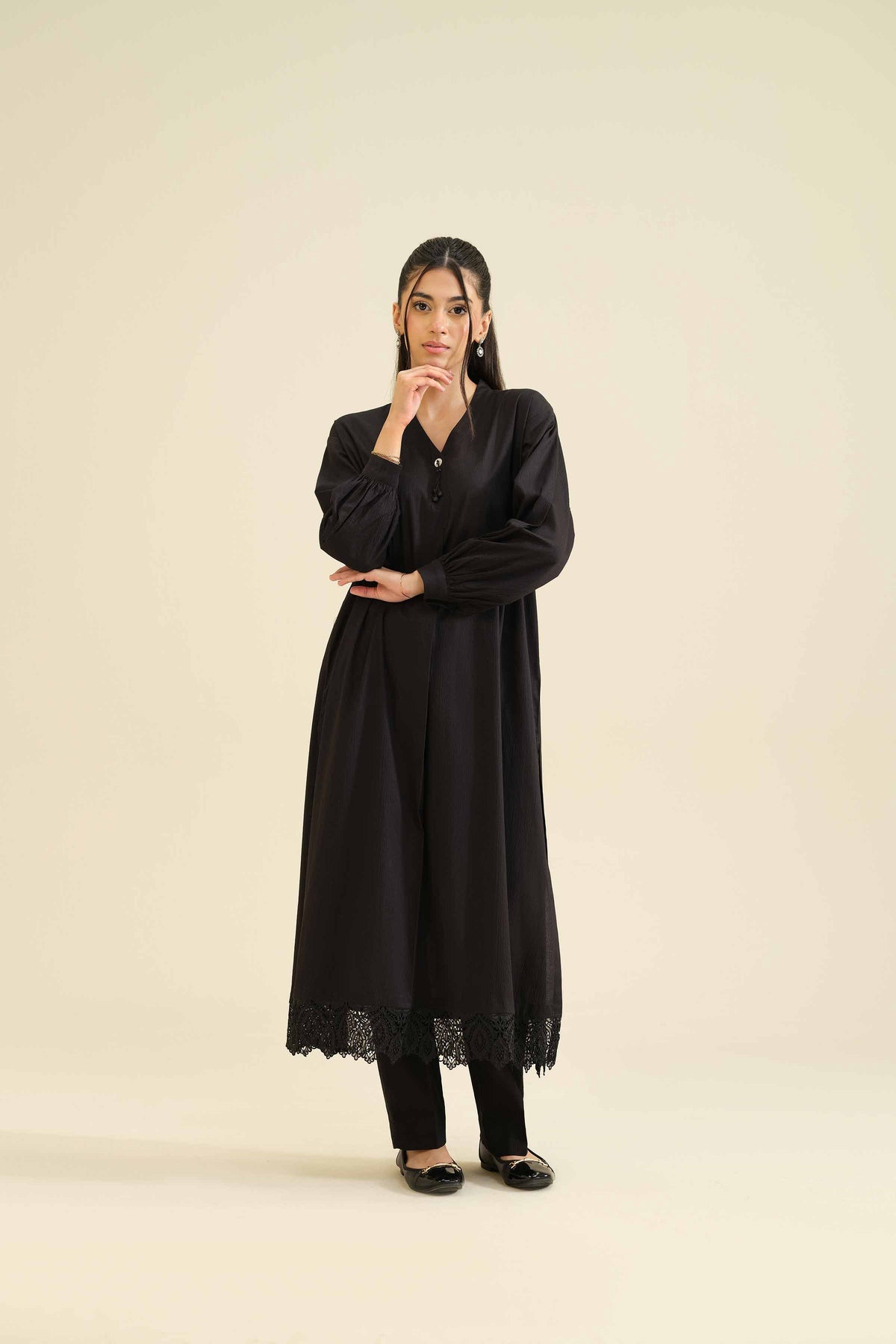 2 Piece - Basic Suit - PW25-204 Black Chiffon 2PC Solids Nishat Australia
