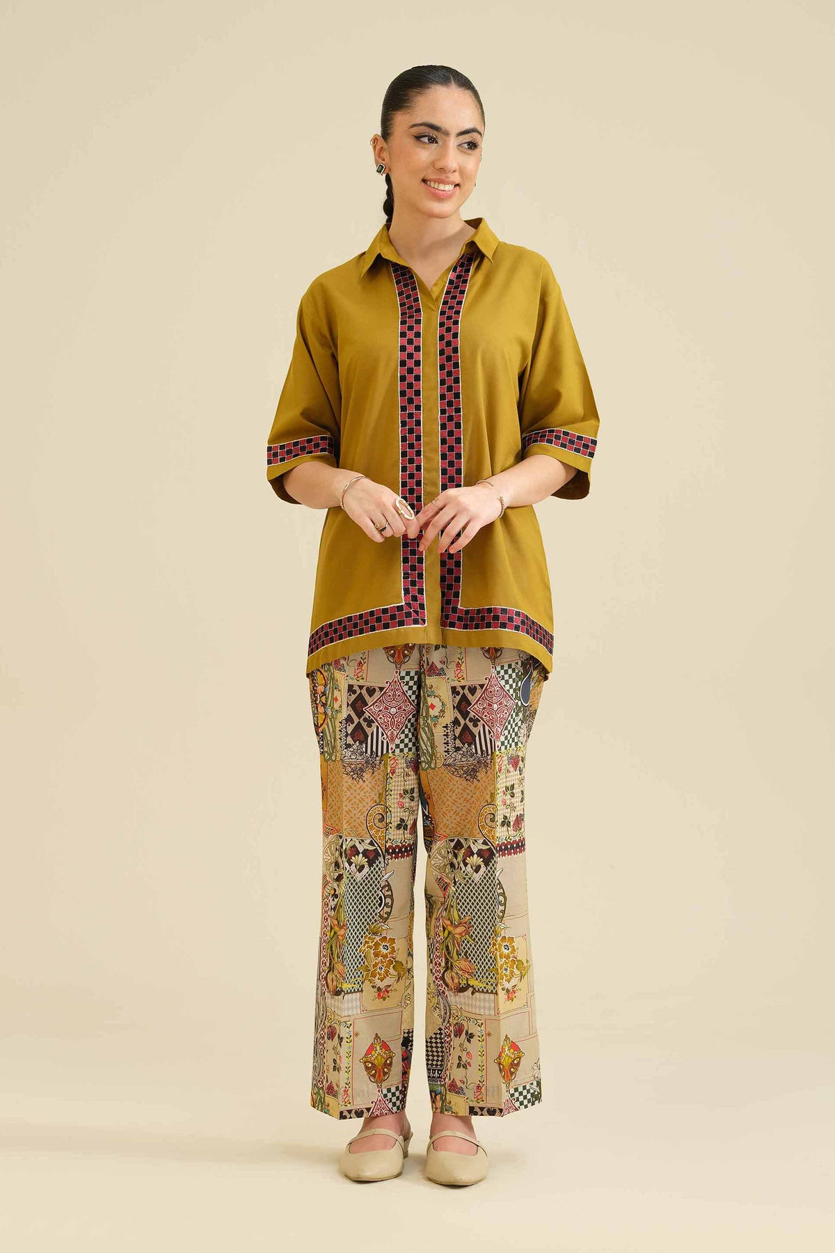 2 Piece - Embroidered Suit - PW25-208 Yellow Wool 2PC Embroidered Nishat Australia