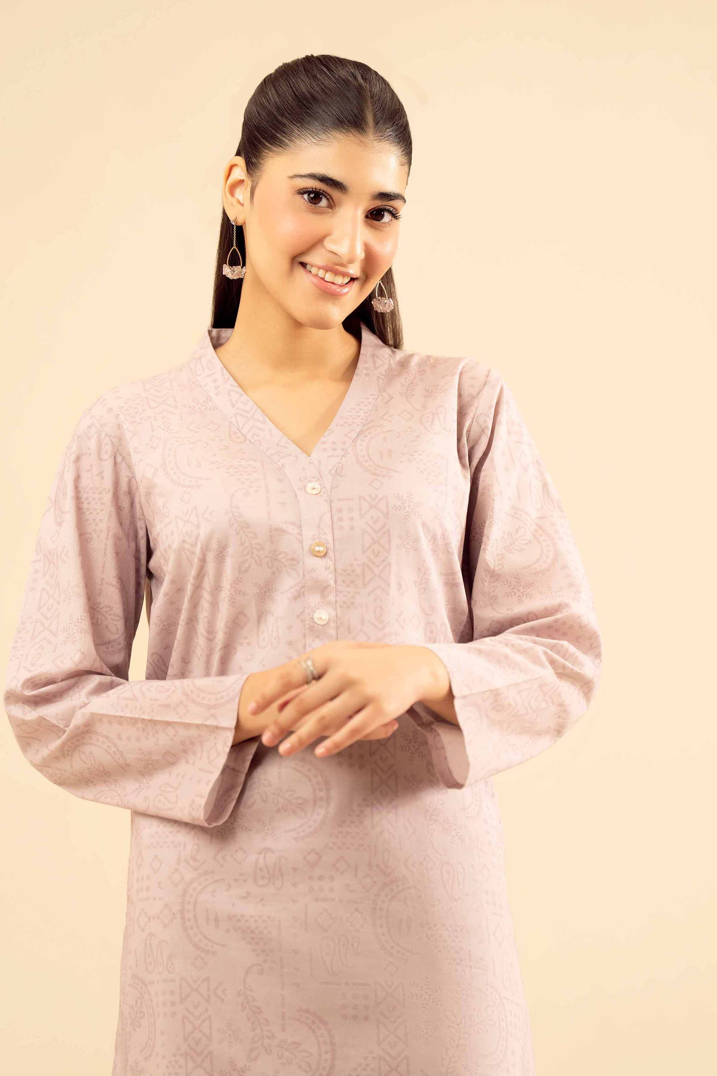 2 Piece - Printed Suit - PW25-21 READY TO WEAR Pink Cambric 2PC Printed
