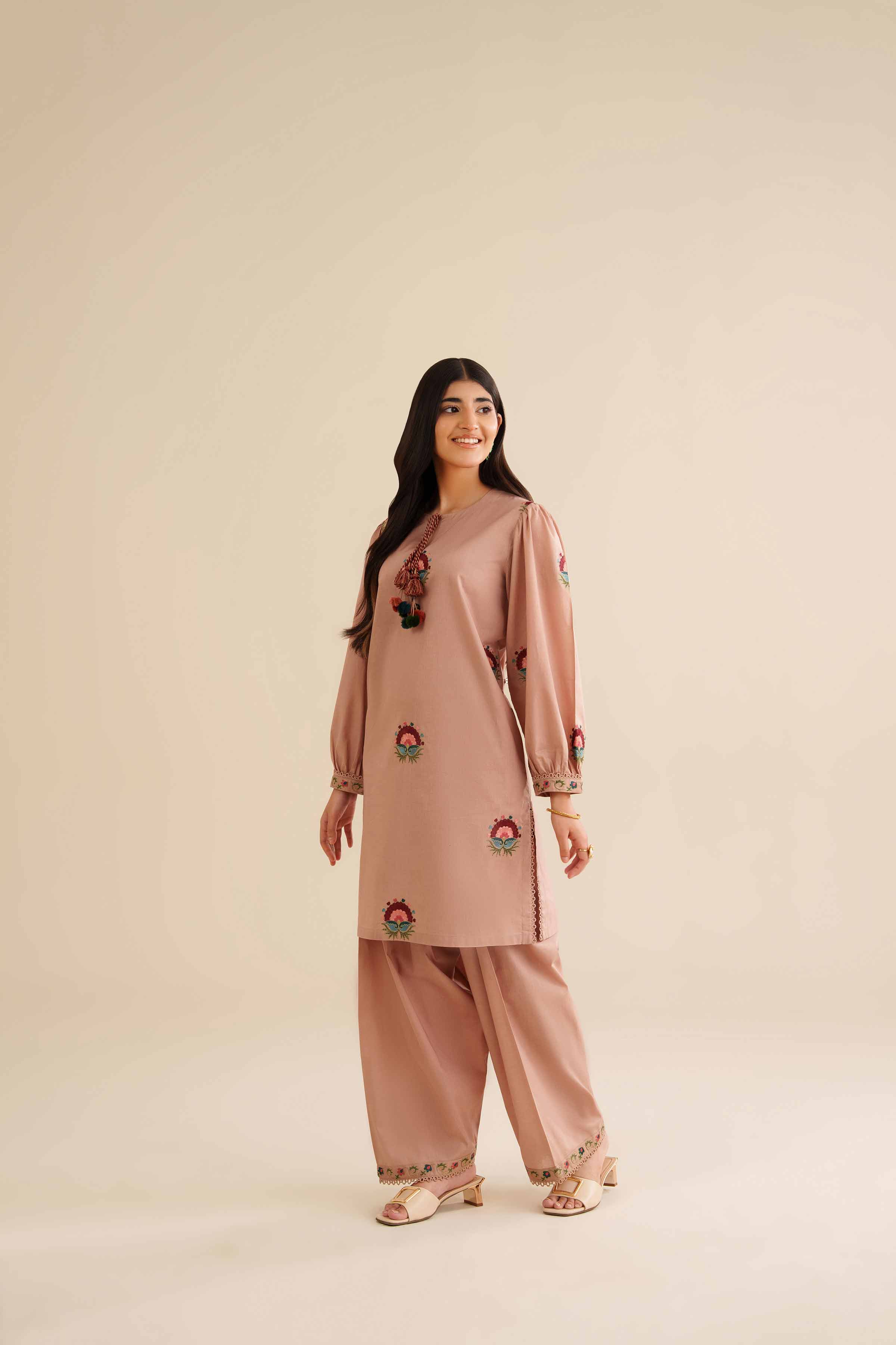 2 Piece - Embroidered Suit - PW25-211 READY TO WEAR Beige Tropical 2PC Embroidered