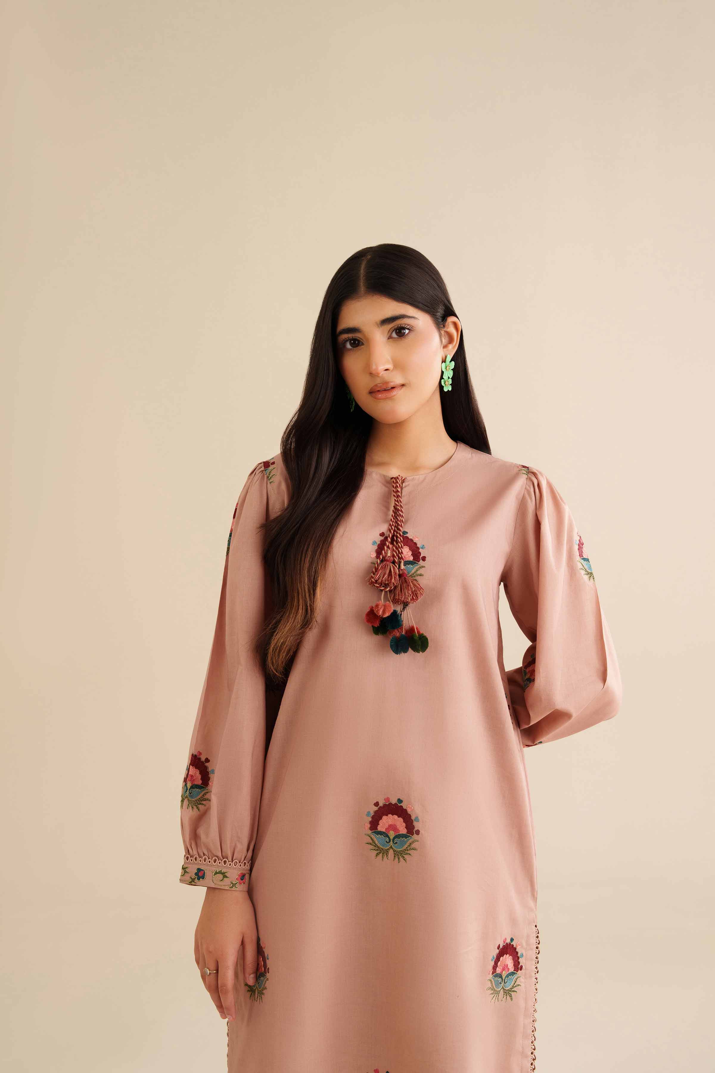 2 Piece - Embroidered Suit - PW25-211 READY TO WEAR Beige Tropical 2PC Embroidered