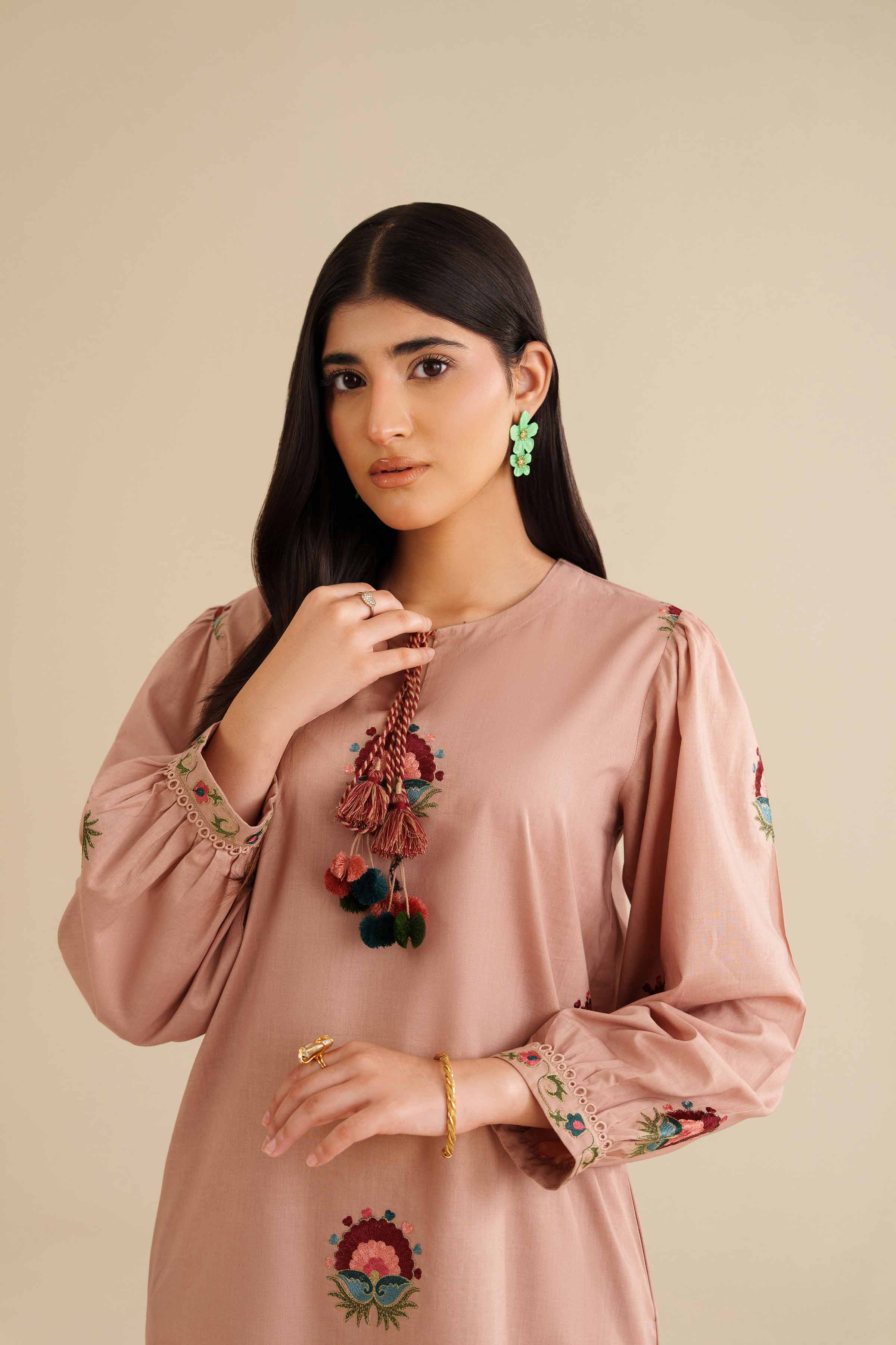 2 Piece - Embroidered Suit - PW25-211 READY TO WEAR Beige Tropical 2PC Embroidered