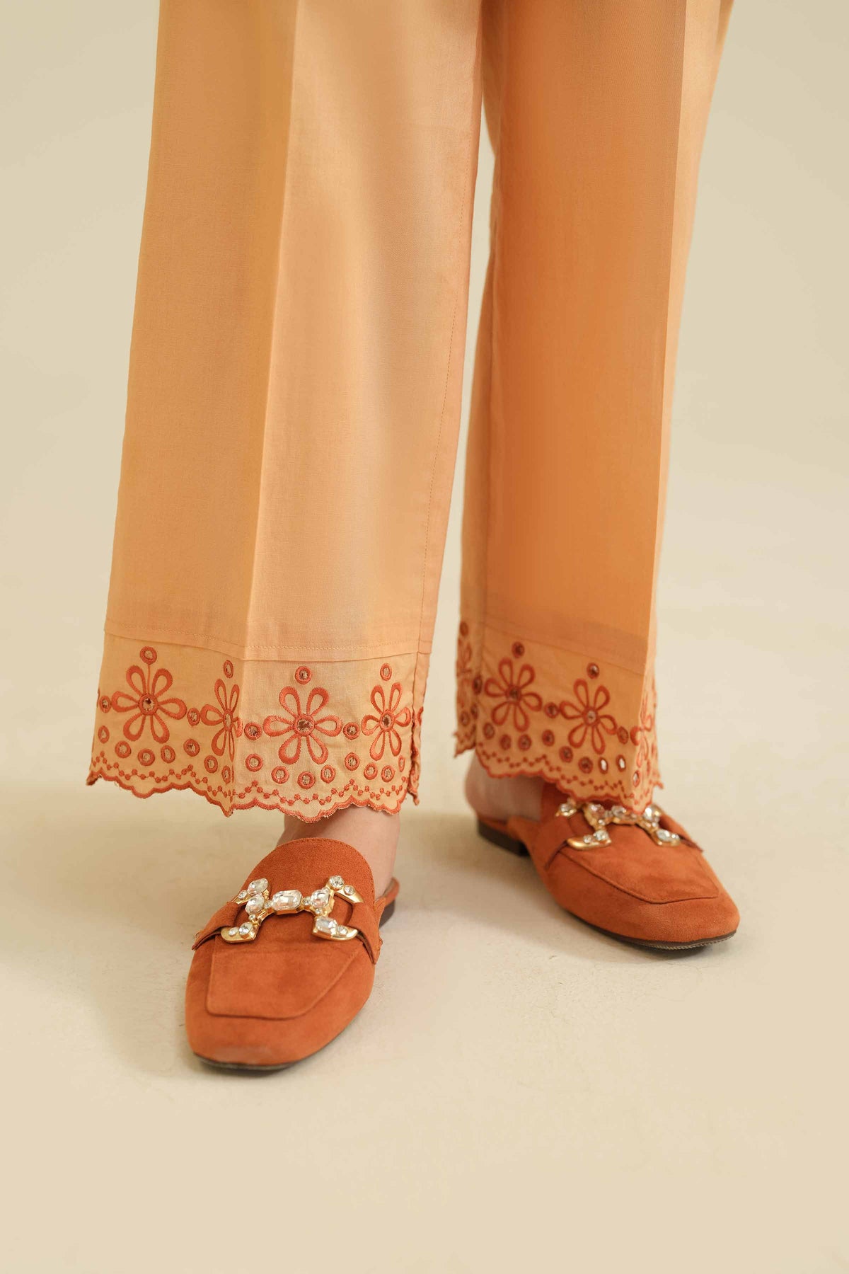 2 Piece - Embroidered Suit - PW25-213 Orange Wool 2PC Embroidered Nishat Australia