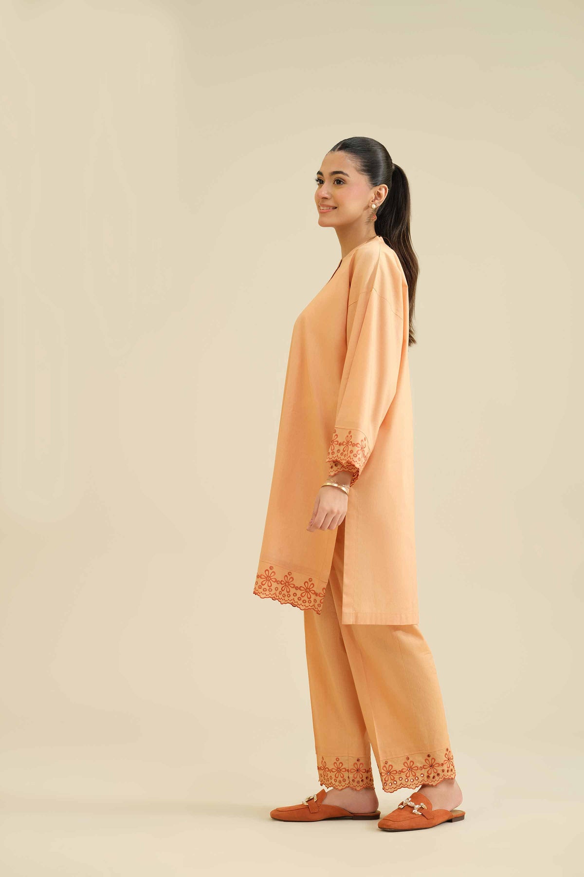 2 Piece - Embroidered Suit - PW25-213 Orange Wool 2PC Embroidered Nishat Australia