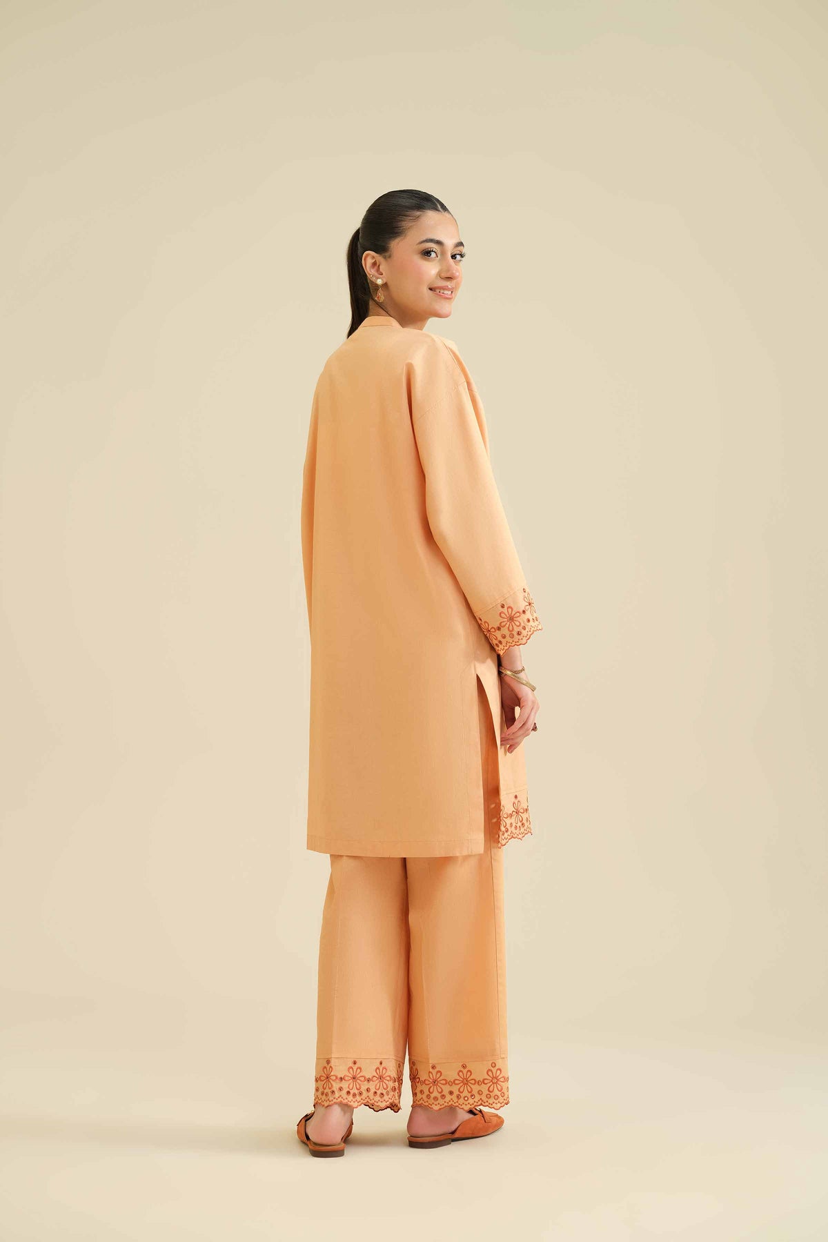 2 Piece - Embroidered Suit - PW25-213 Orange Wool 2PC Embroidered Nishat Australia