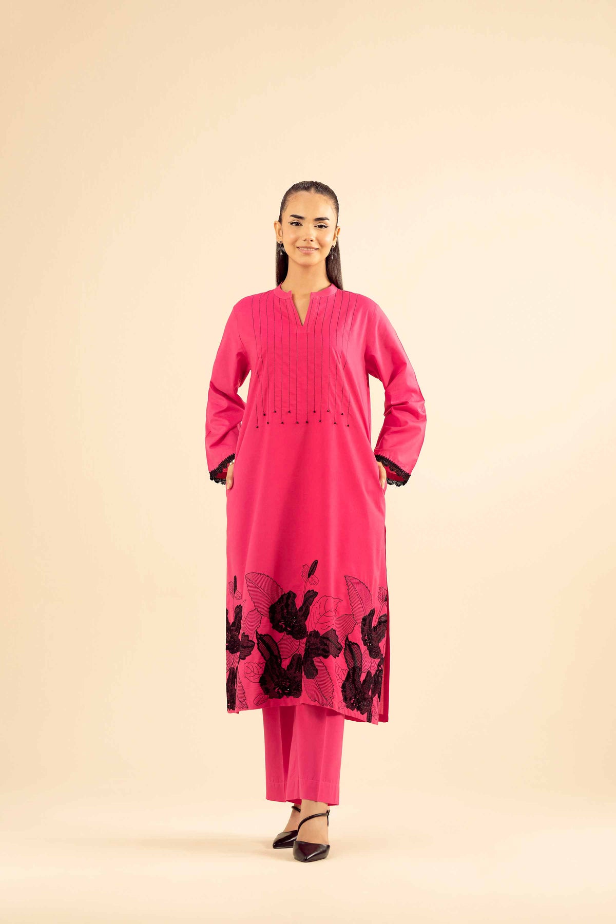 2 Piece - Embroidered Suit - PW25-215 Pink Wool 2PC Embroidered Nishat Australia