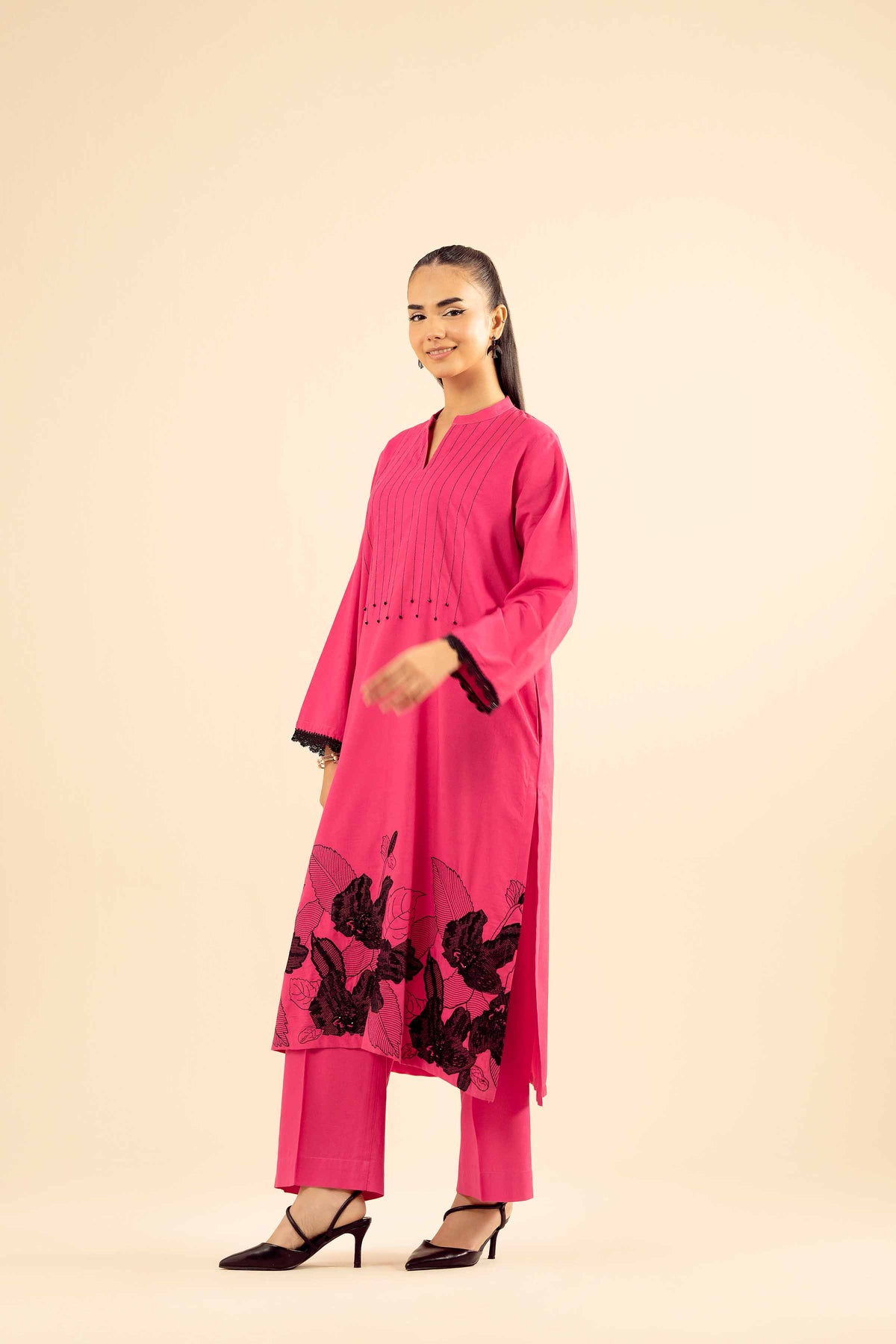 2 Piece - Embroidered Suit - PW25-215 Pink Wool 2PC Embroidered Nishat Australia