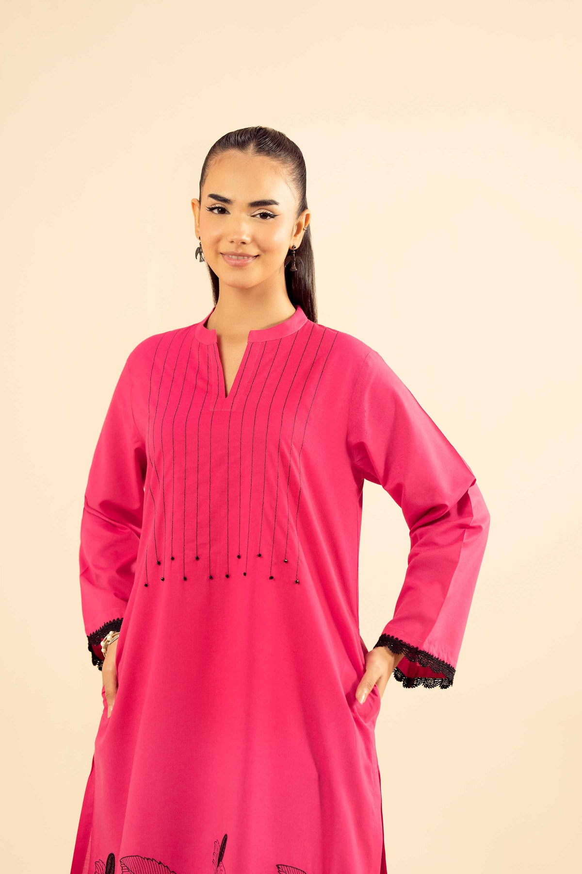 2 Piece - Embroidered Suit - PW25-215 Pink Wool 2PC Embroidered Nishat Australia