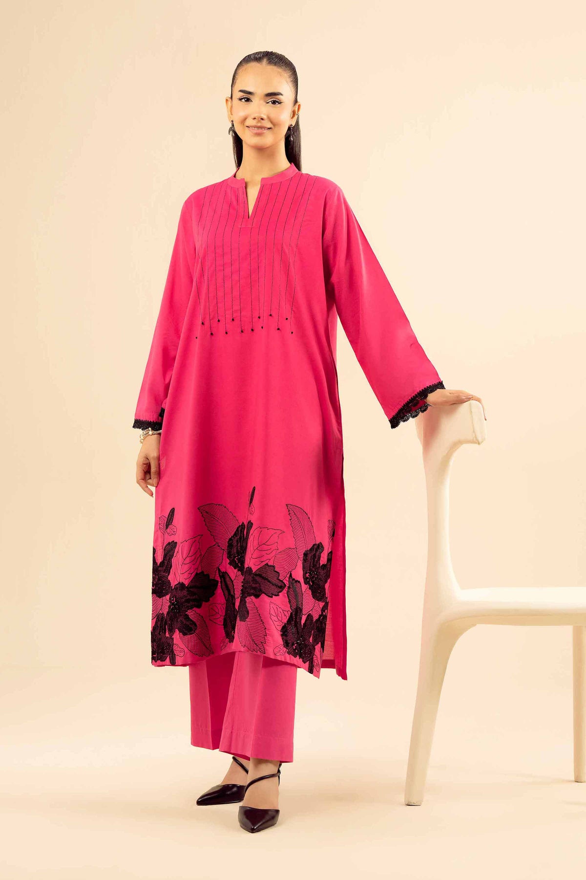2 Piece - Embroidered Suit - PW25-215 Pink Wool 2PC Embroidered Nishat Australia
