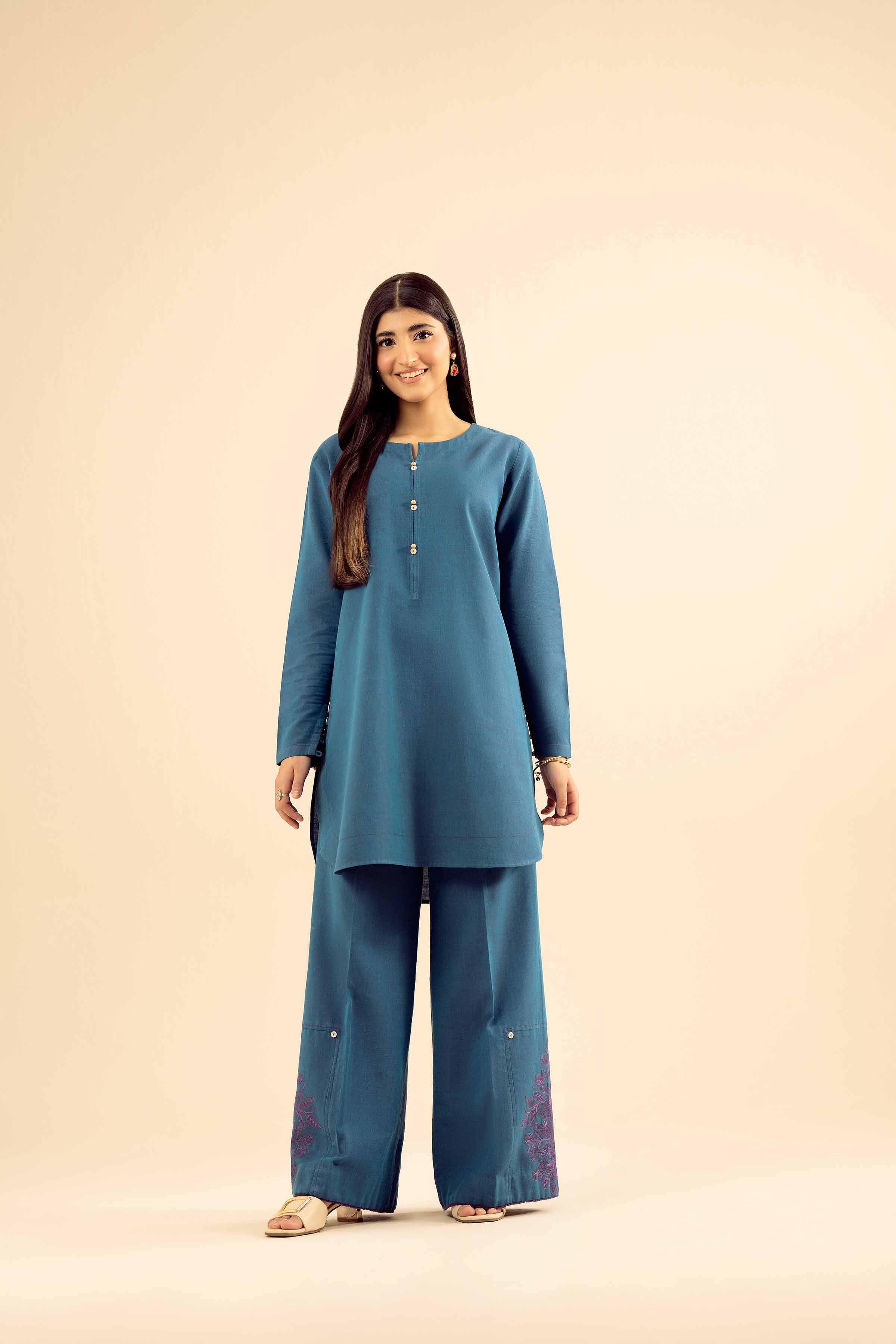 2 Piece - Embroidered Suit - PW25-219 READY TO WEAR Blue Tropical 2PC Embroidered