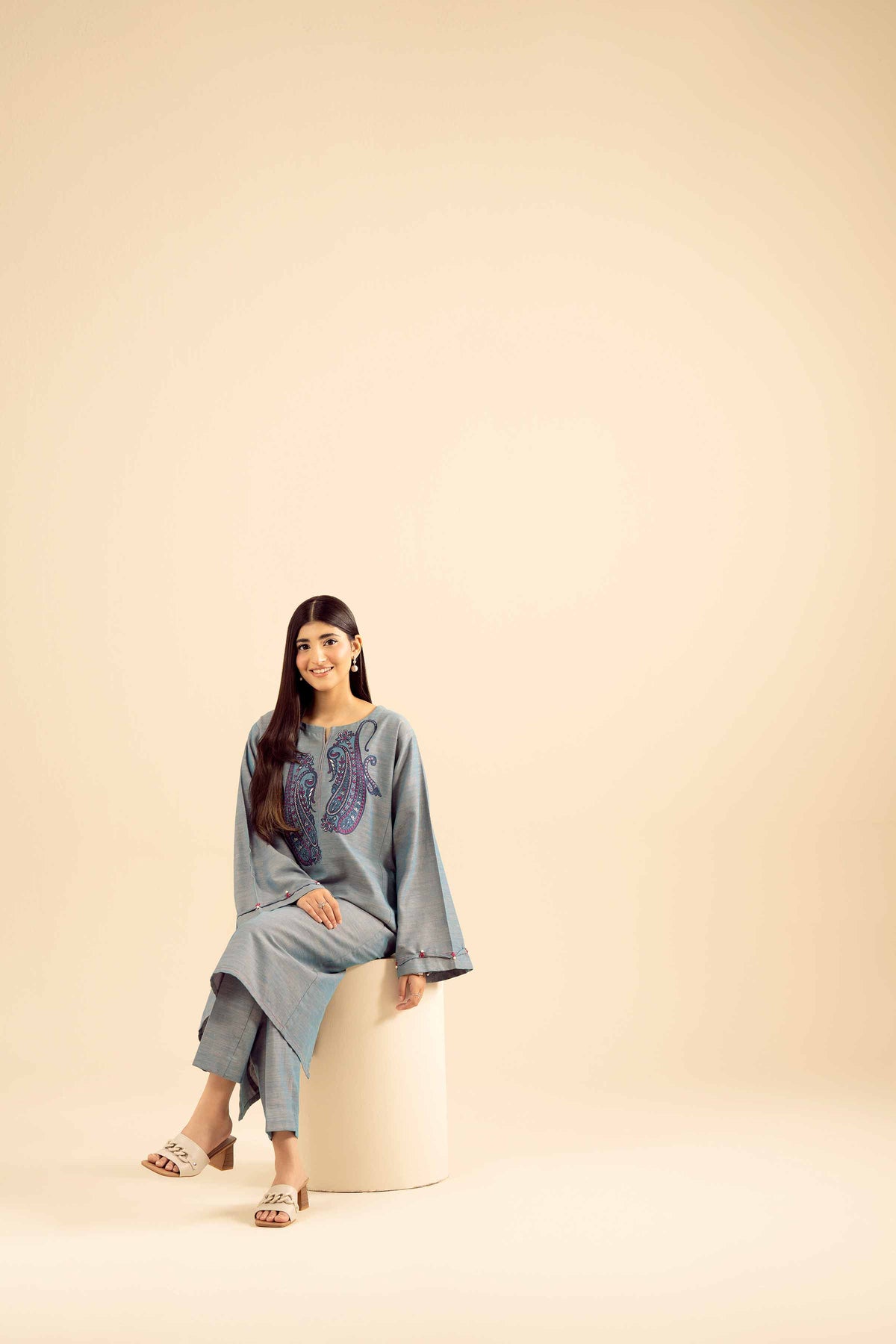 2 Piece - Embroidered Suit - PW25-222 Blue Khaddar 2PC Embroidered Nishat Australia