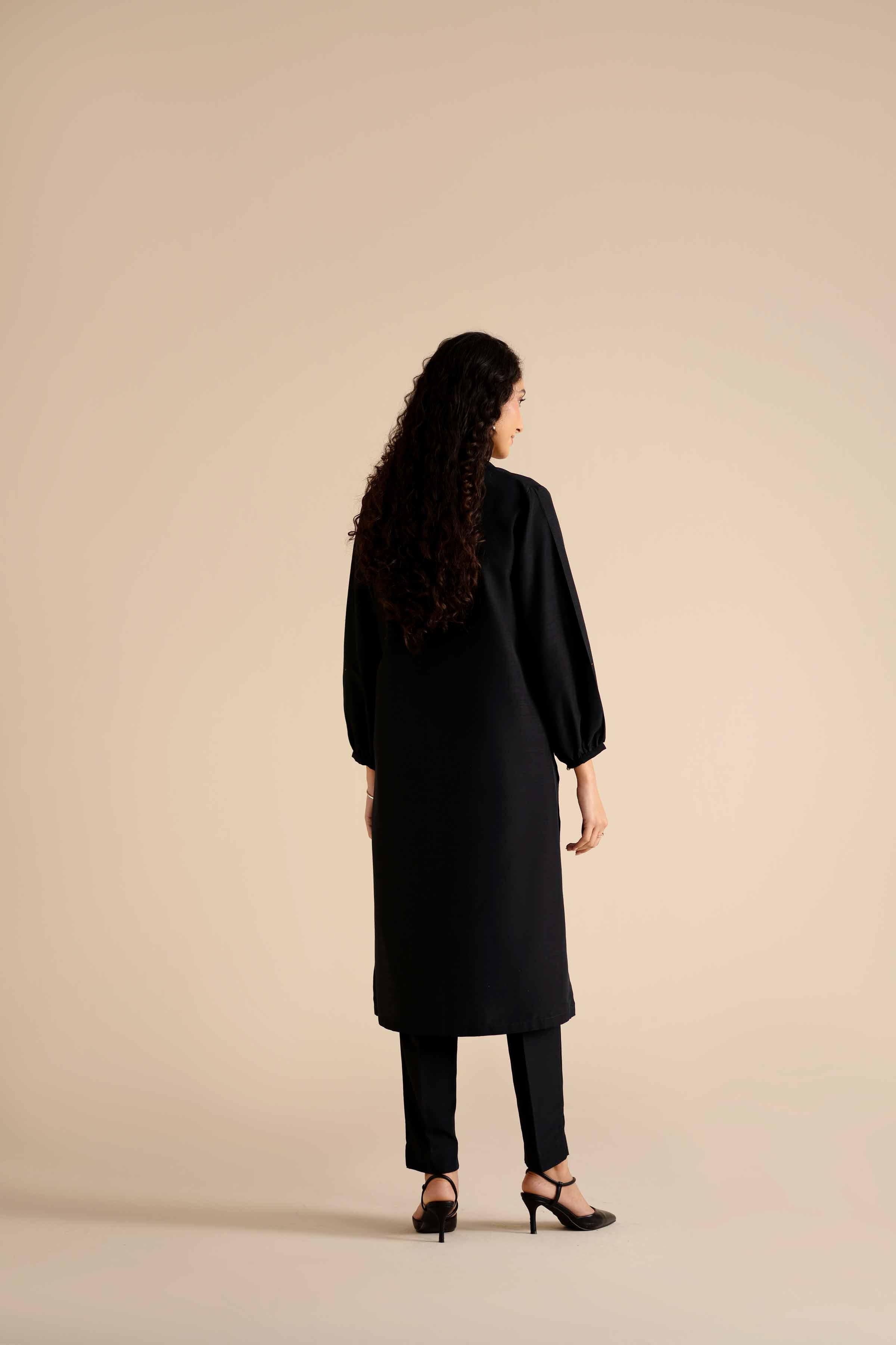 2 Piece - Basic Suit - PW25-248 READY TO WEAR Black Silk 2PC Solids