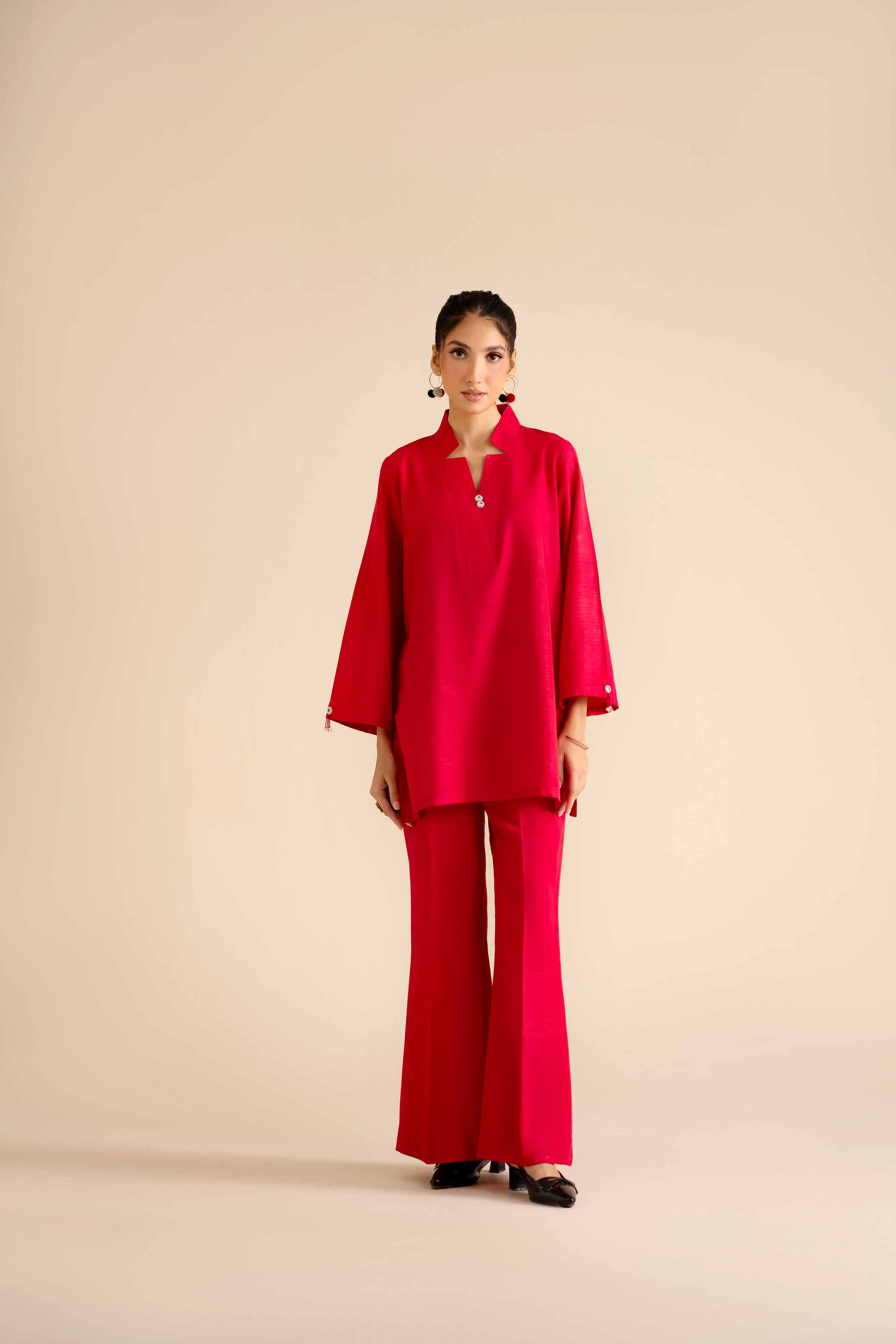 2 Piece - Basic Suit - PW25-250 READY TO WEAR Pink Silk 2PC Solids