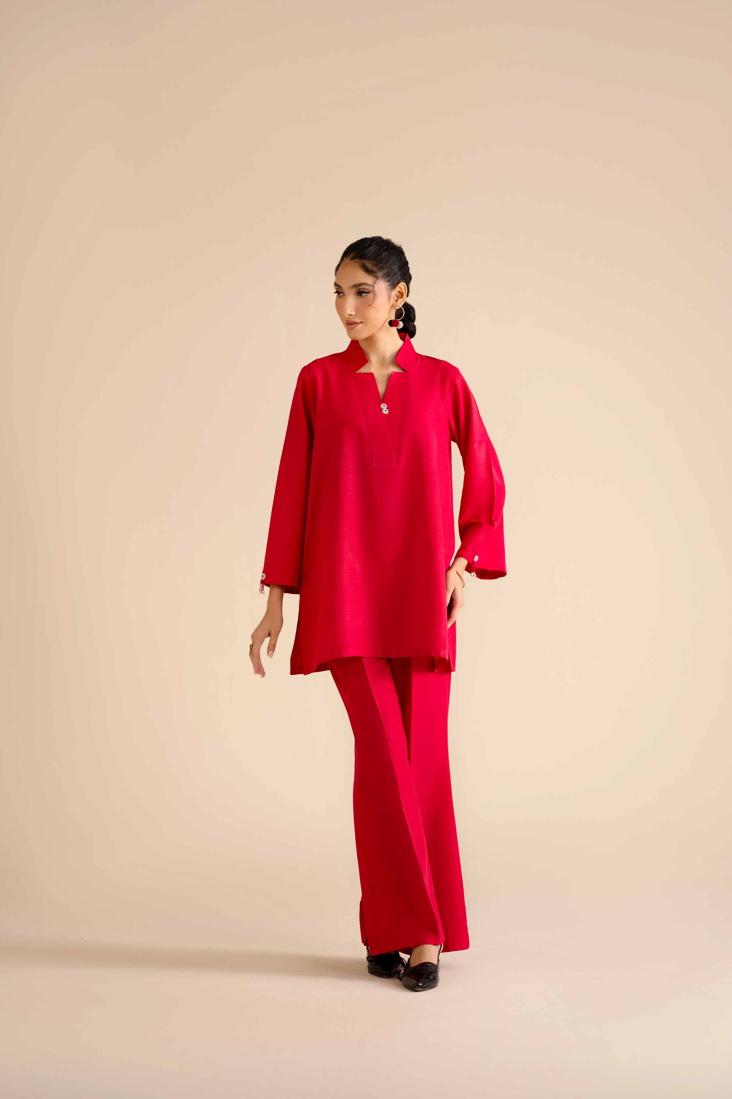 2 Piece - Basic Suit - PW25-250 READY TO WEAR Pink Silk 2PC Solids