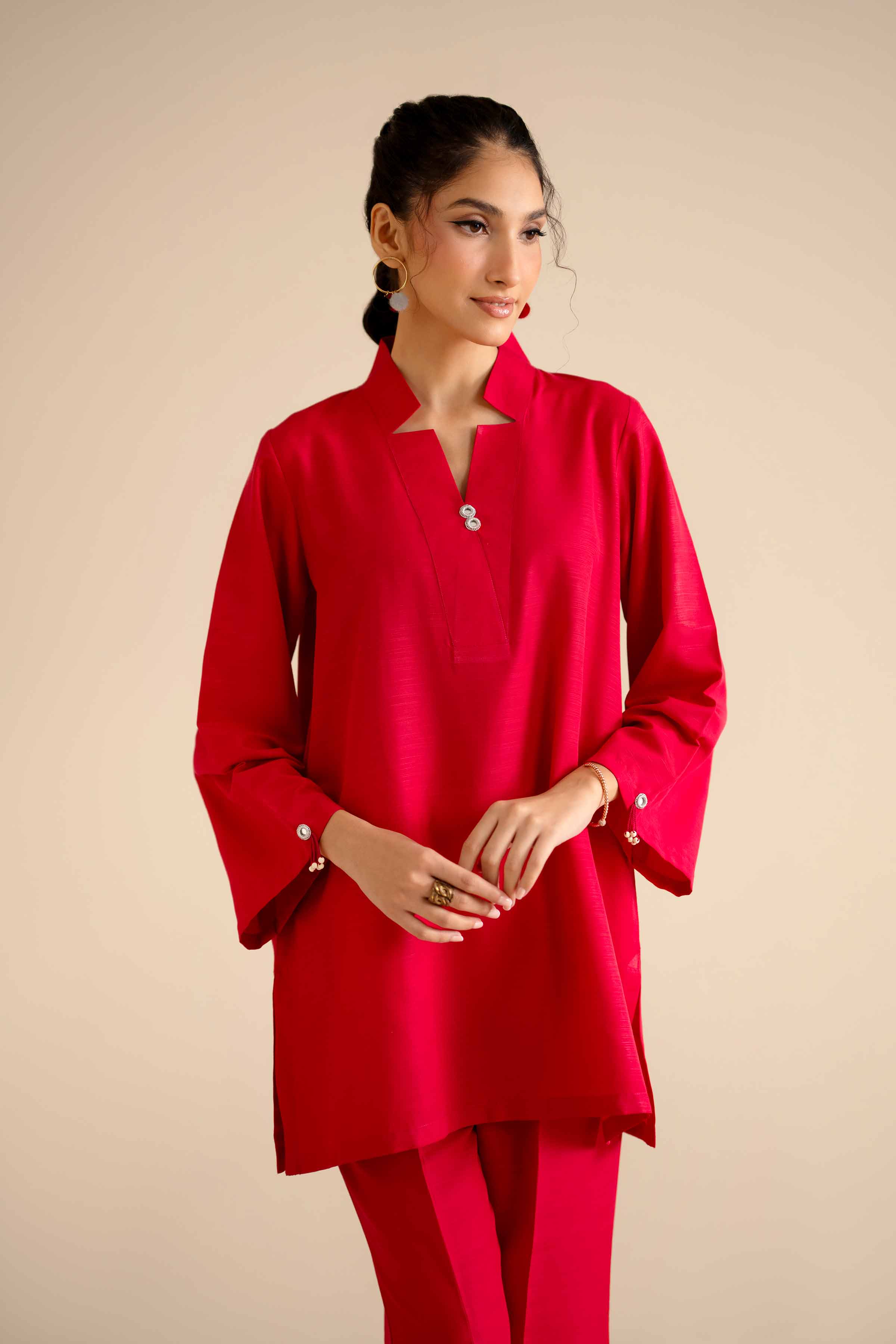 2 Piece - Basic Suit - PW25-250 READY TO WEAR Pink Silk 2PC Solids
