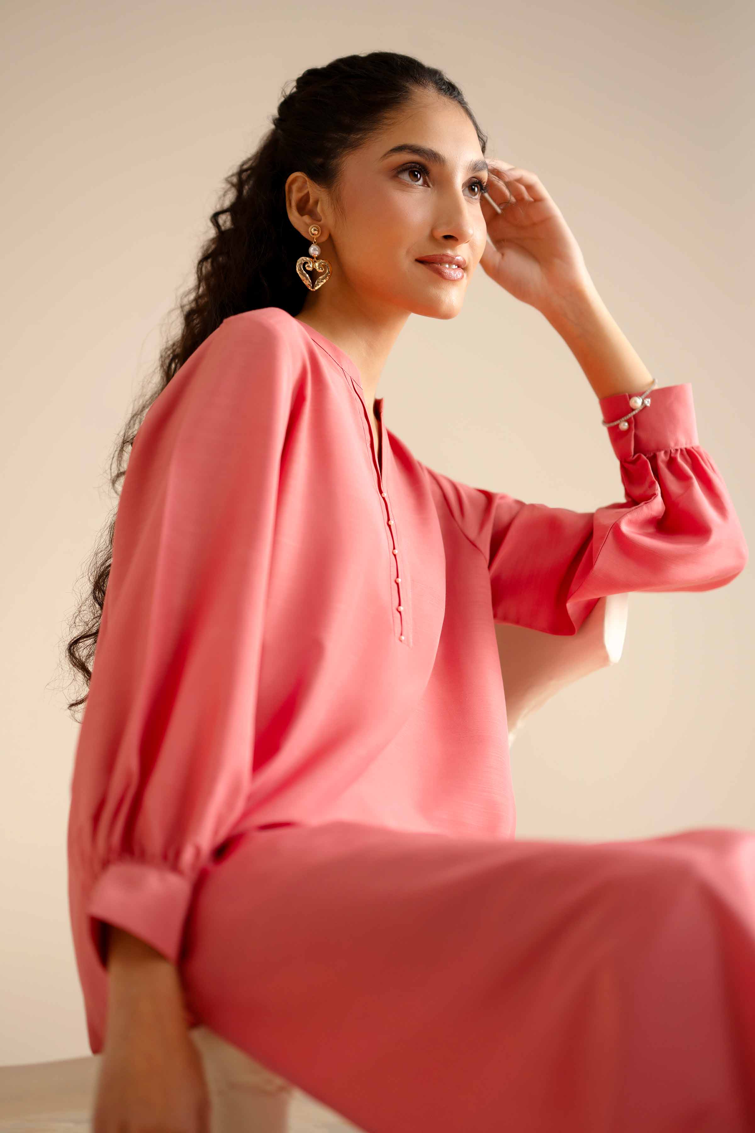 2 Piece - Basic Suit - PW25-253 READY TO WEAR Orange Silk 2PC Solids