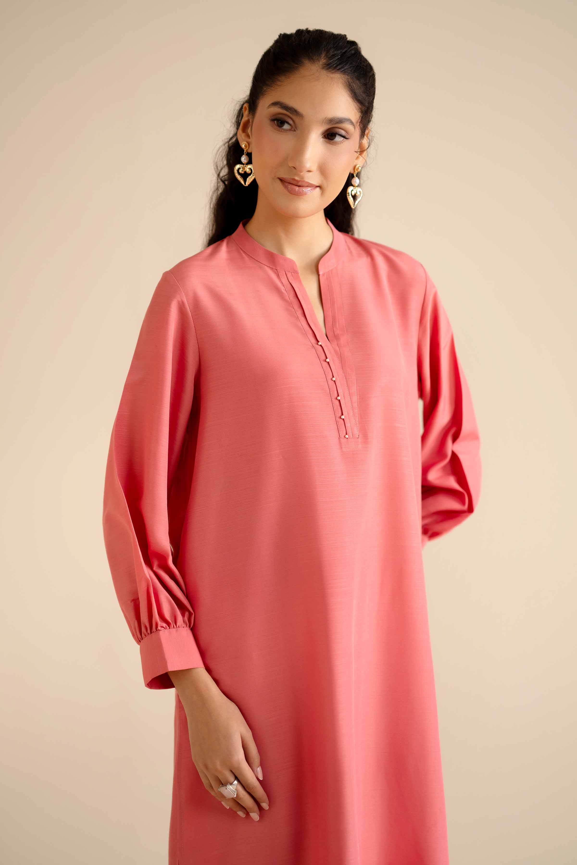 2 Piece - Basic Suit - PW25-253 READY TO WEAR Orange Silk 2PC Solids