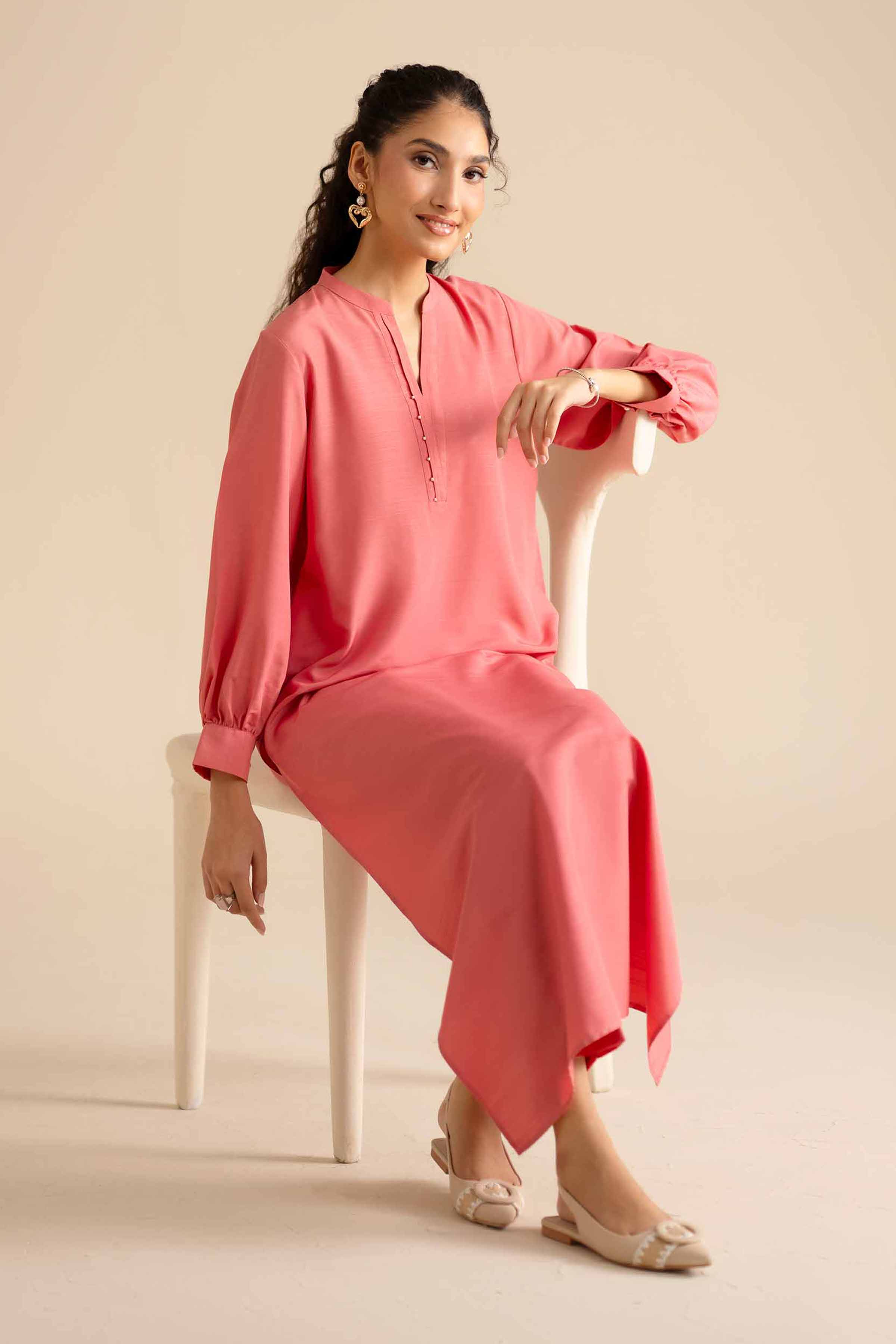 2 Piece - Basic Suit - PW25-253 READY TO WEAR Orange Silk 2PC Solids
