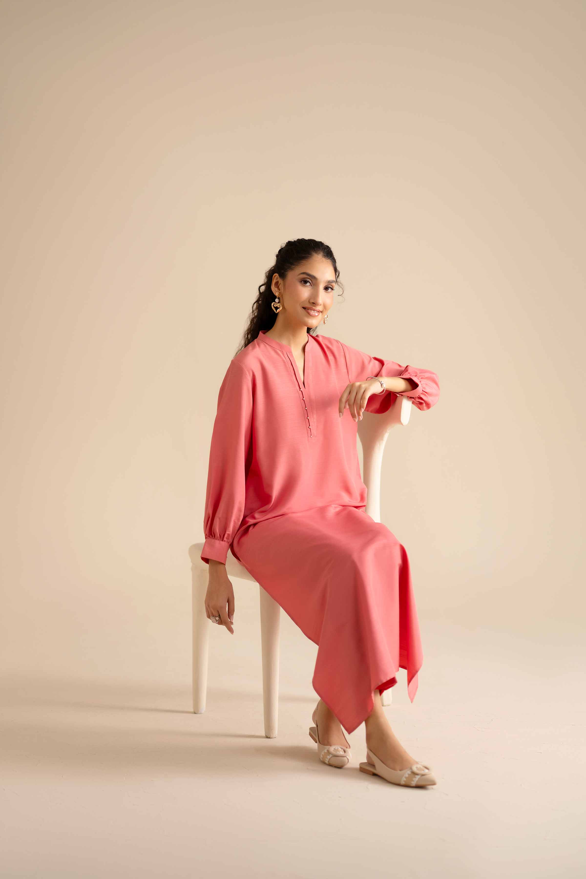 2 Piece - Basic Suit - PW25-253 READY TO WEAR Orange Silk 2PC Solids