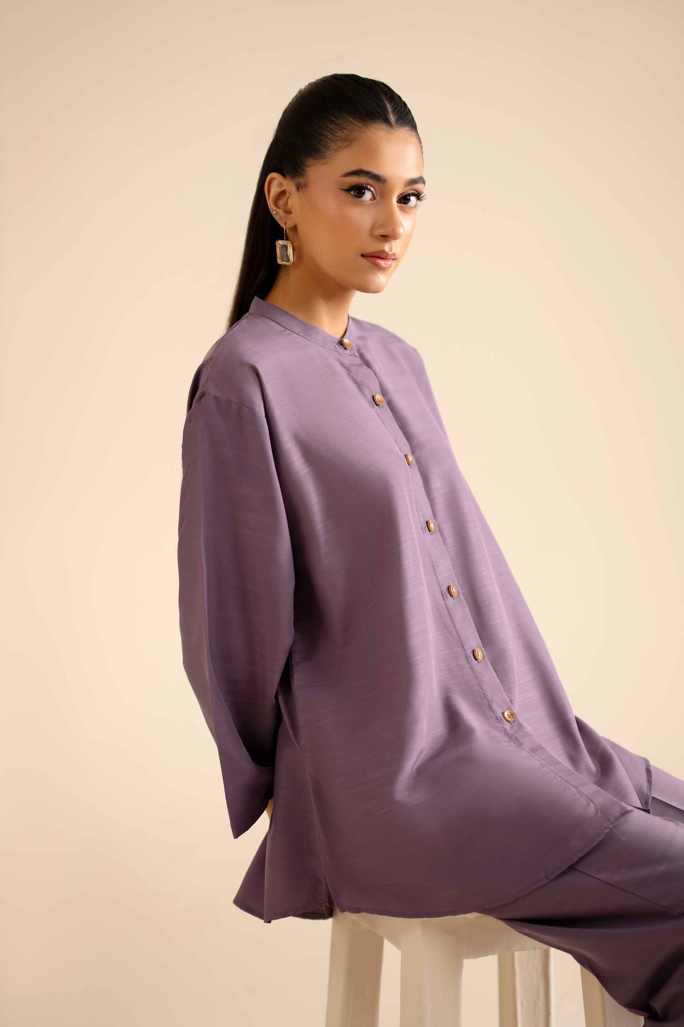 2 Piece - Basic Suit - PW25-254 READY TO WEAR Purple Silk 2PC Solids