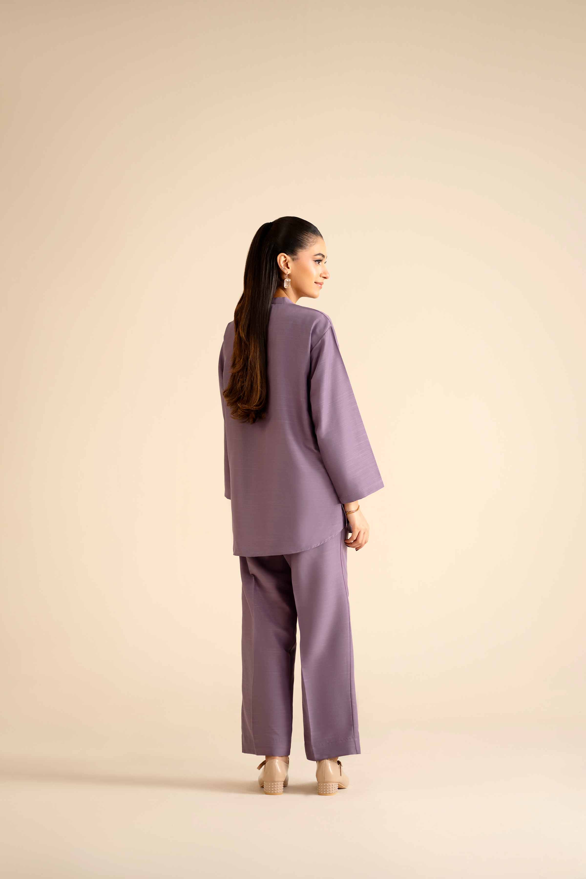 2 Piece - Basic Suit - PW25-254 READY TO WEAR Purple Silk 2PC Solids