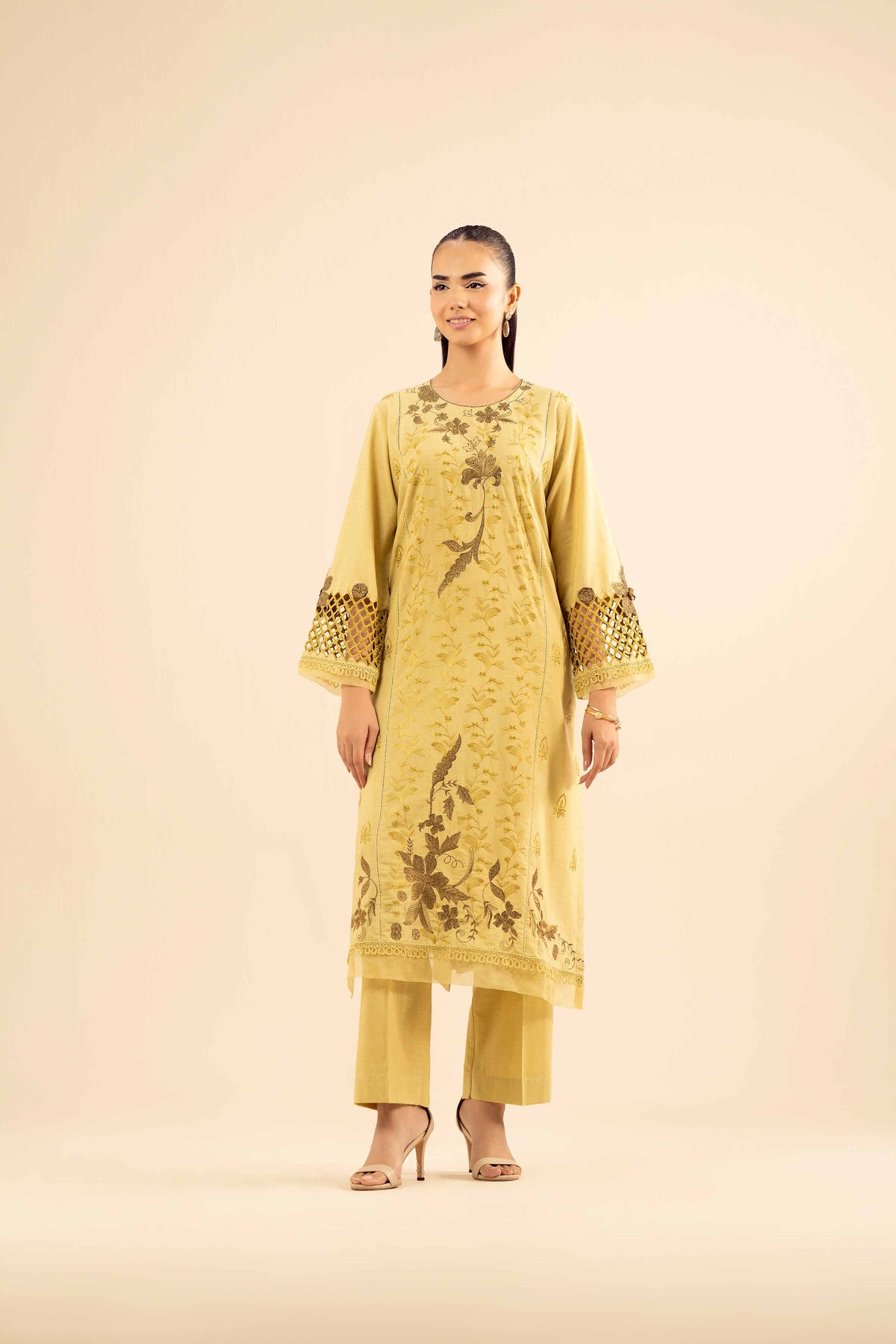2 Piece - Embroidered Suit - PW25-262 Green Slub 2PC Embroidered Nishat Australia