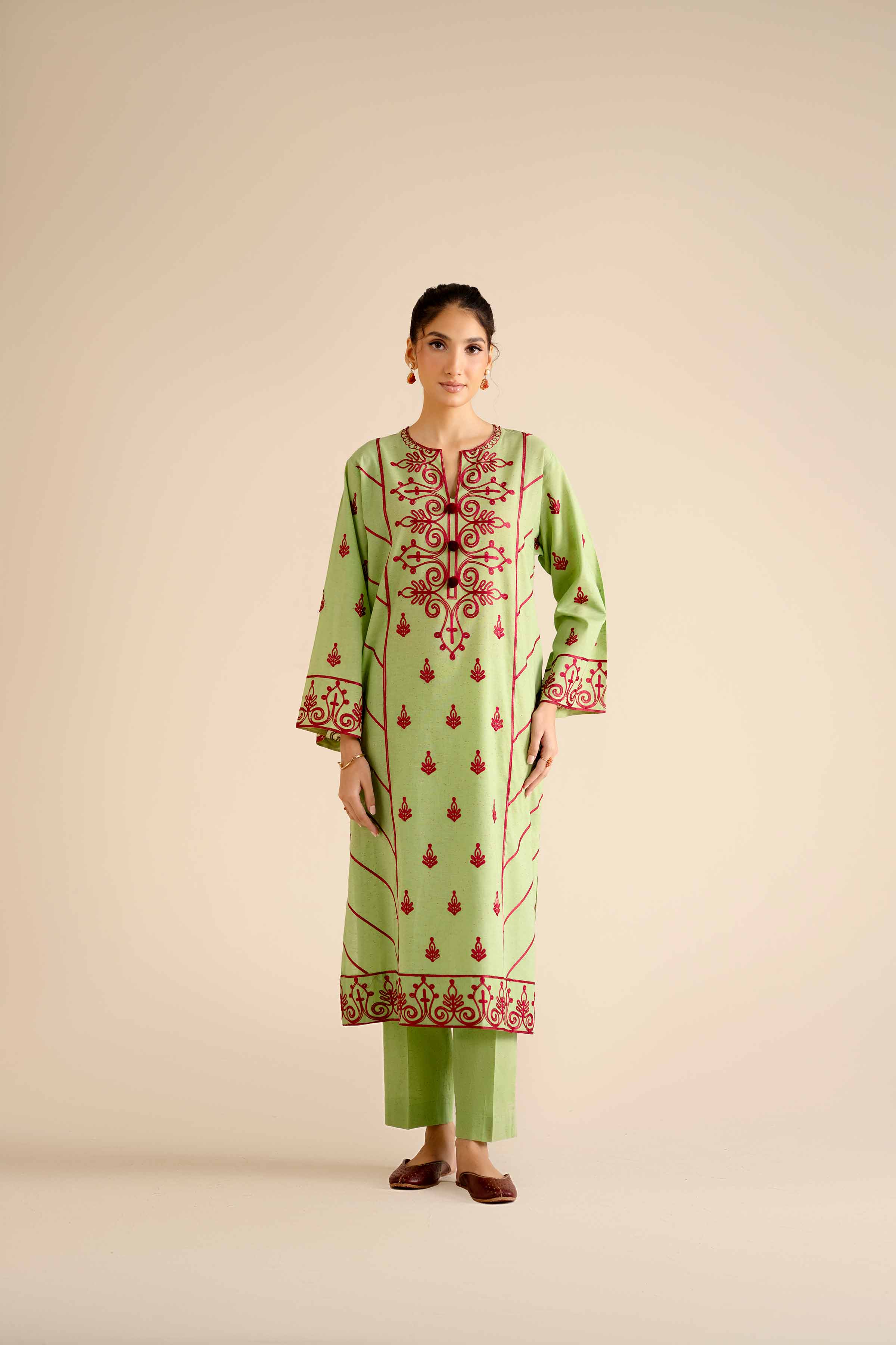 2 Piece - Embroidered Suit - PW25-269 READY TO WEAR Green Khaddar 2PC Embroidered