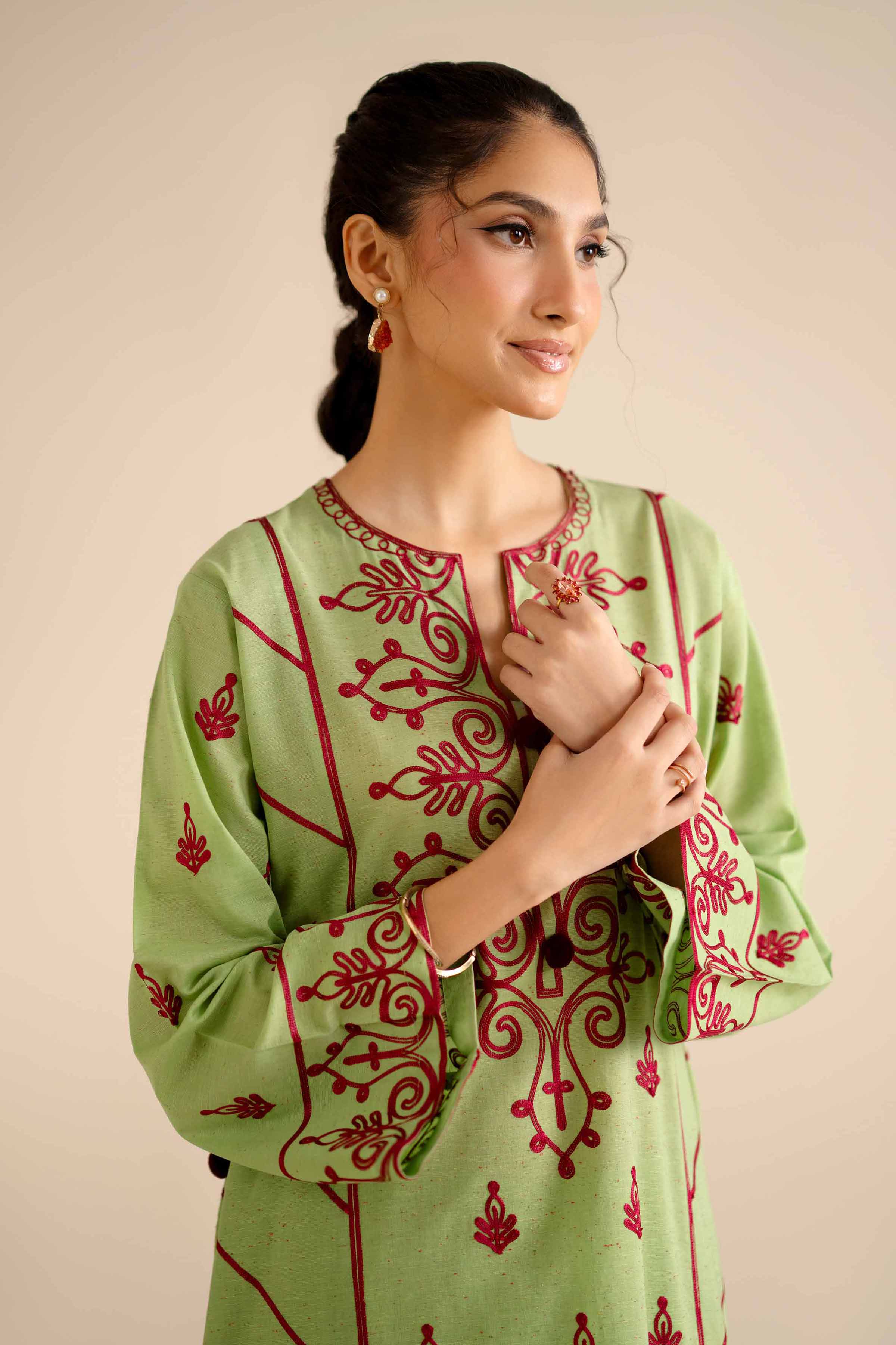 2 Piece - Embroidered Suit - PW25-269 READY TO WEAR Green Khaddar 2PC Embroidered