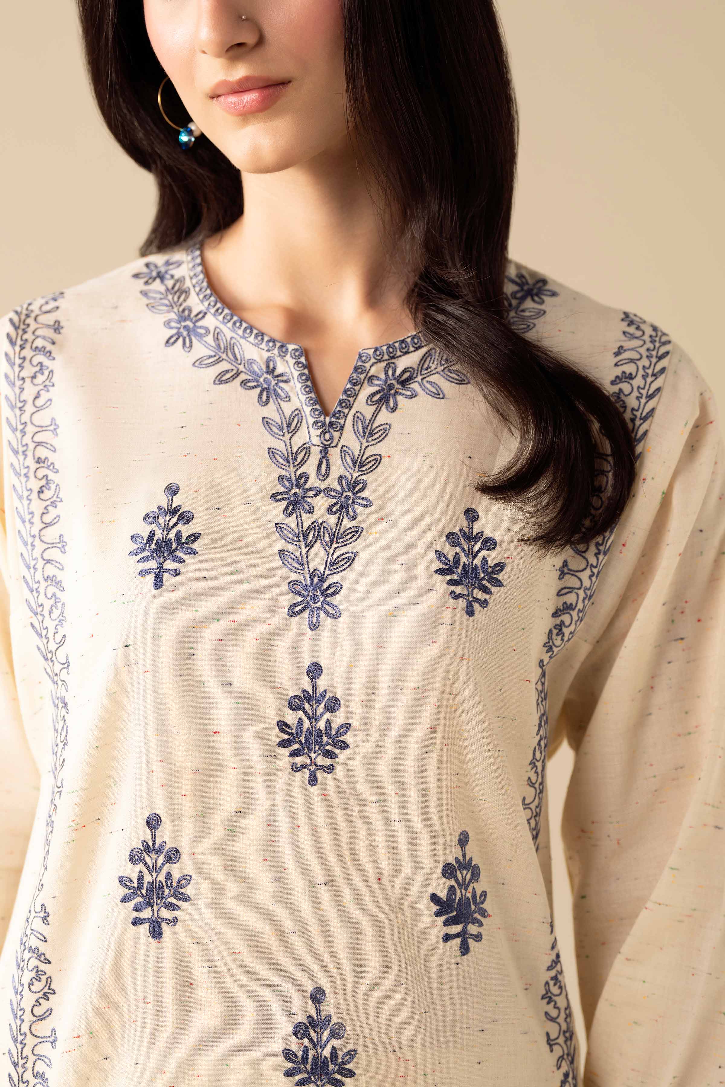 2 Piece - Embroidered Suit - PW25-271 READY TO WEAR White Khaddar 2PC Embroidered
