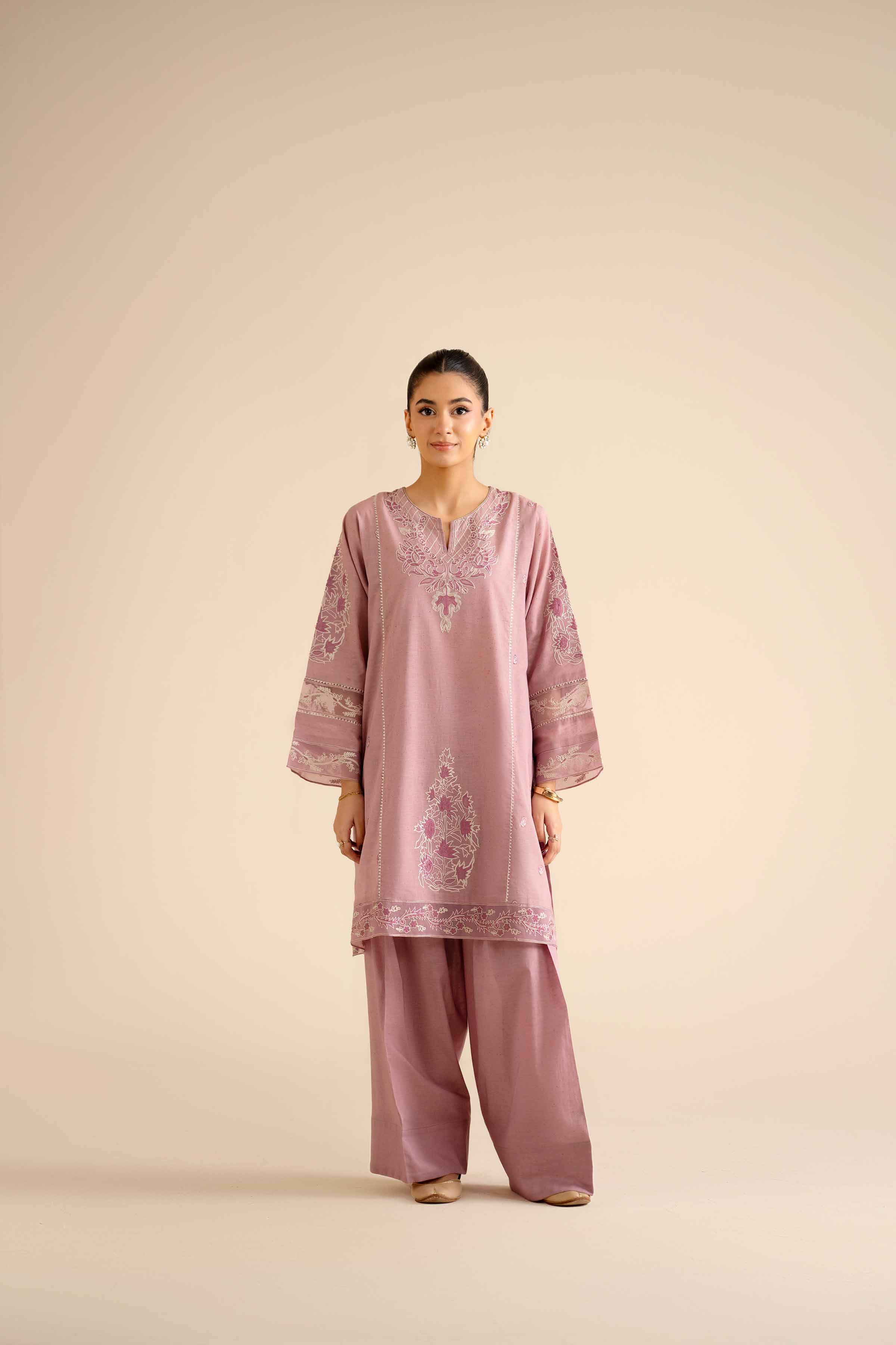 2 Piece - Embroidered Suit - PW25-272 READY TO WEAR Purple Khaddar 2PC Embroidered
