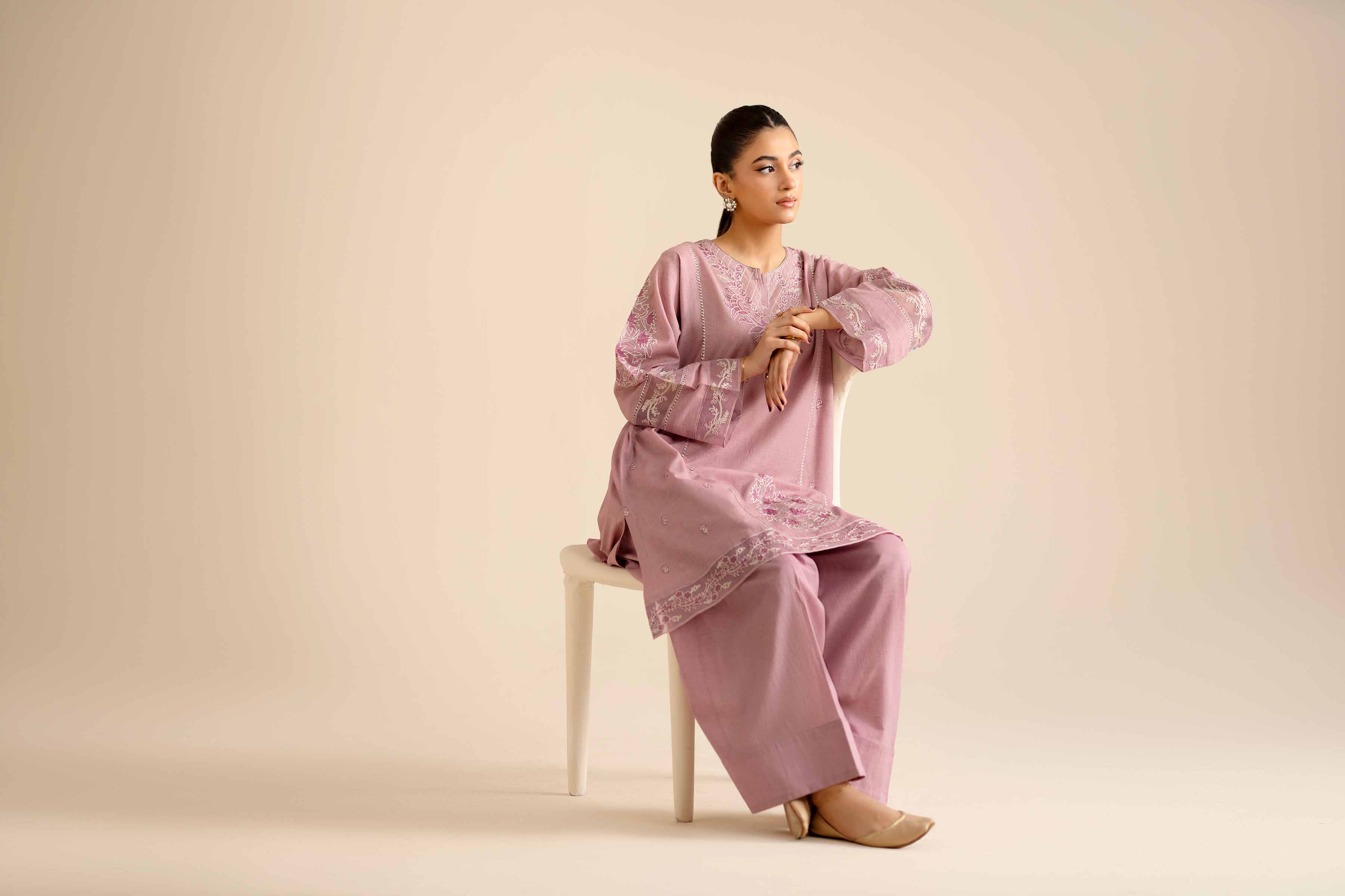 2 Piece - Embroidered Suit - PW25-272 READY TO WEAR Purple Khaddar 2PC Embroidered