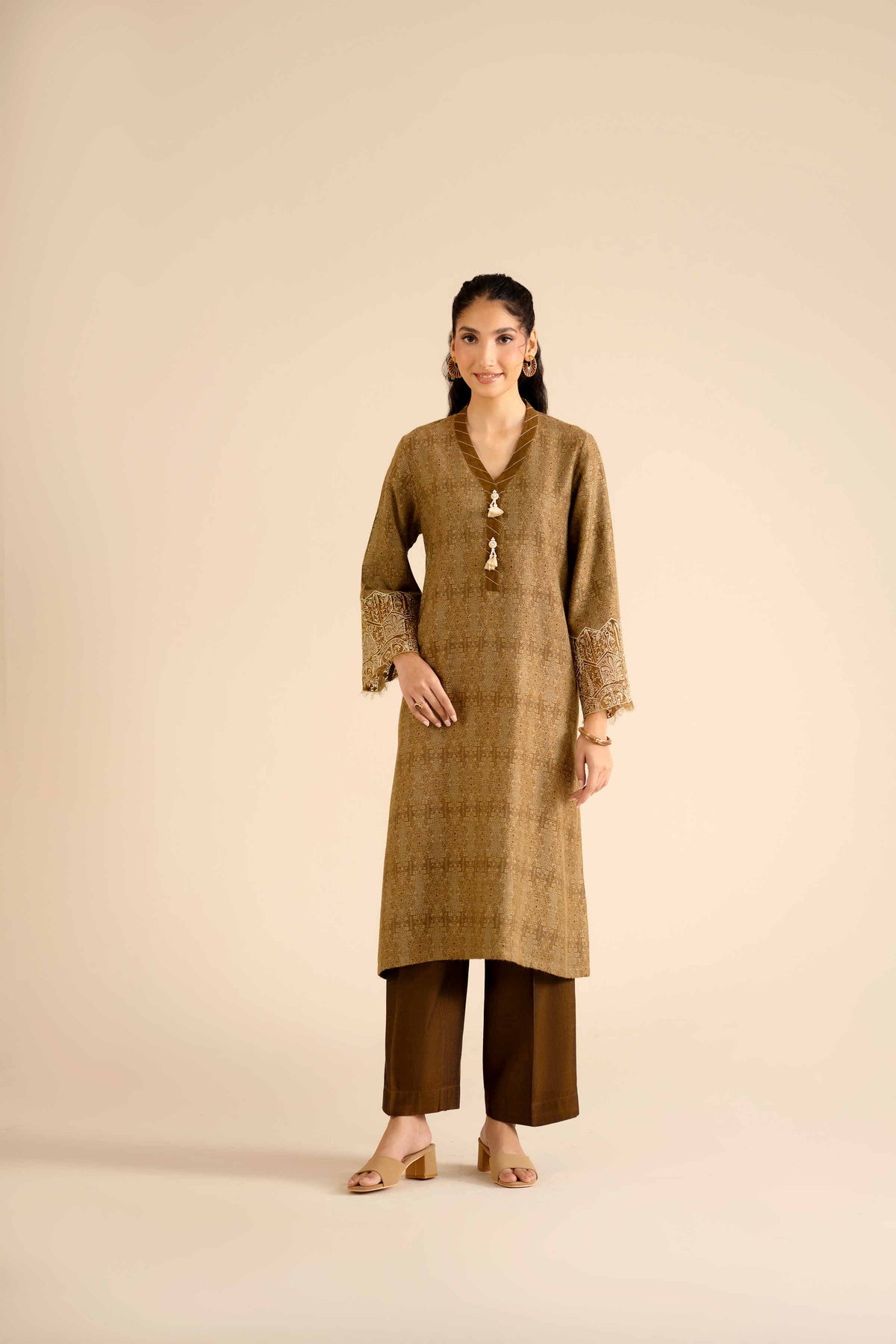 2 Piece - Printed Embroidered Suit - PW25-273 Green Jacquard 2PC Embroidered Nishat Australia