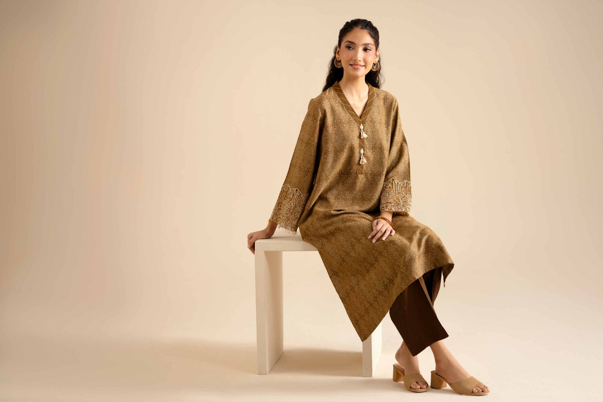 2 Piece - Printed Embroidered Suit - PW25-273 Green Jacquard 2PC Embroidered Nishat Australia