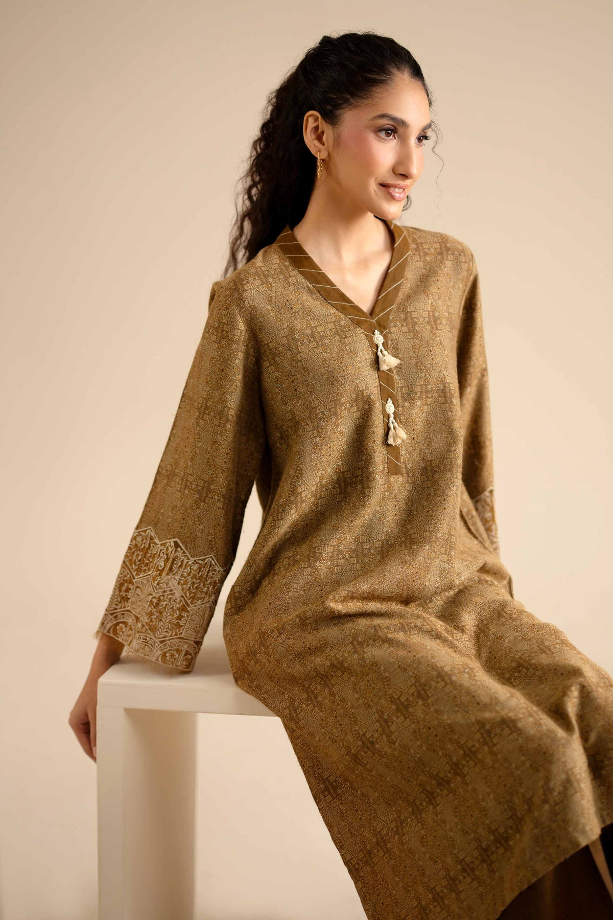 2 Piece - Printed Embroidered Suit - PW25-273 Green Jacquard 2PC Embroidered Nishat Australia