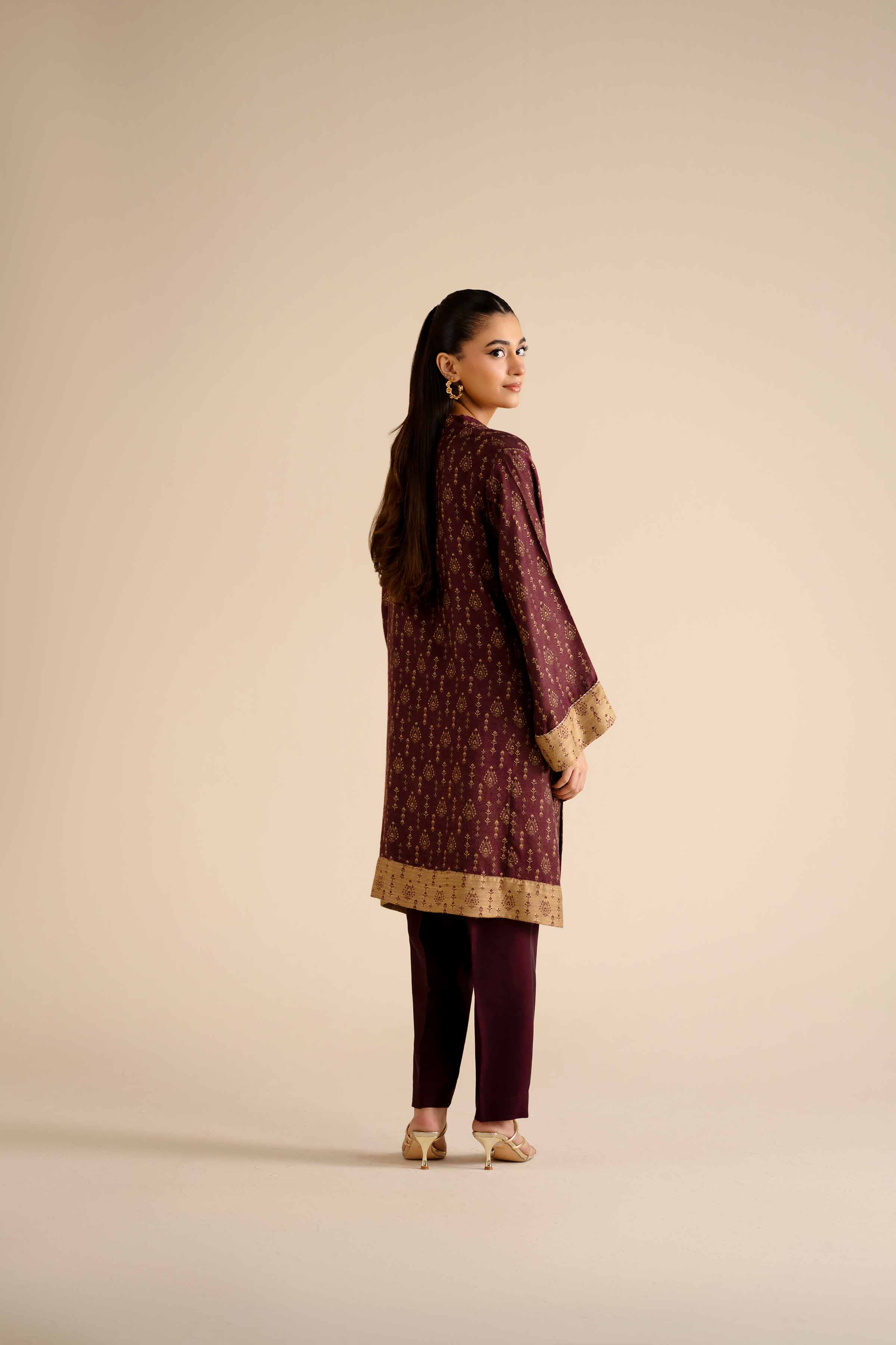 2 Piece - Basic Suit - PW25-276 READY TO WEAR Red Jacquard 2 Pieces Solids