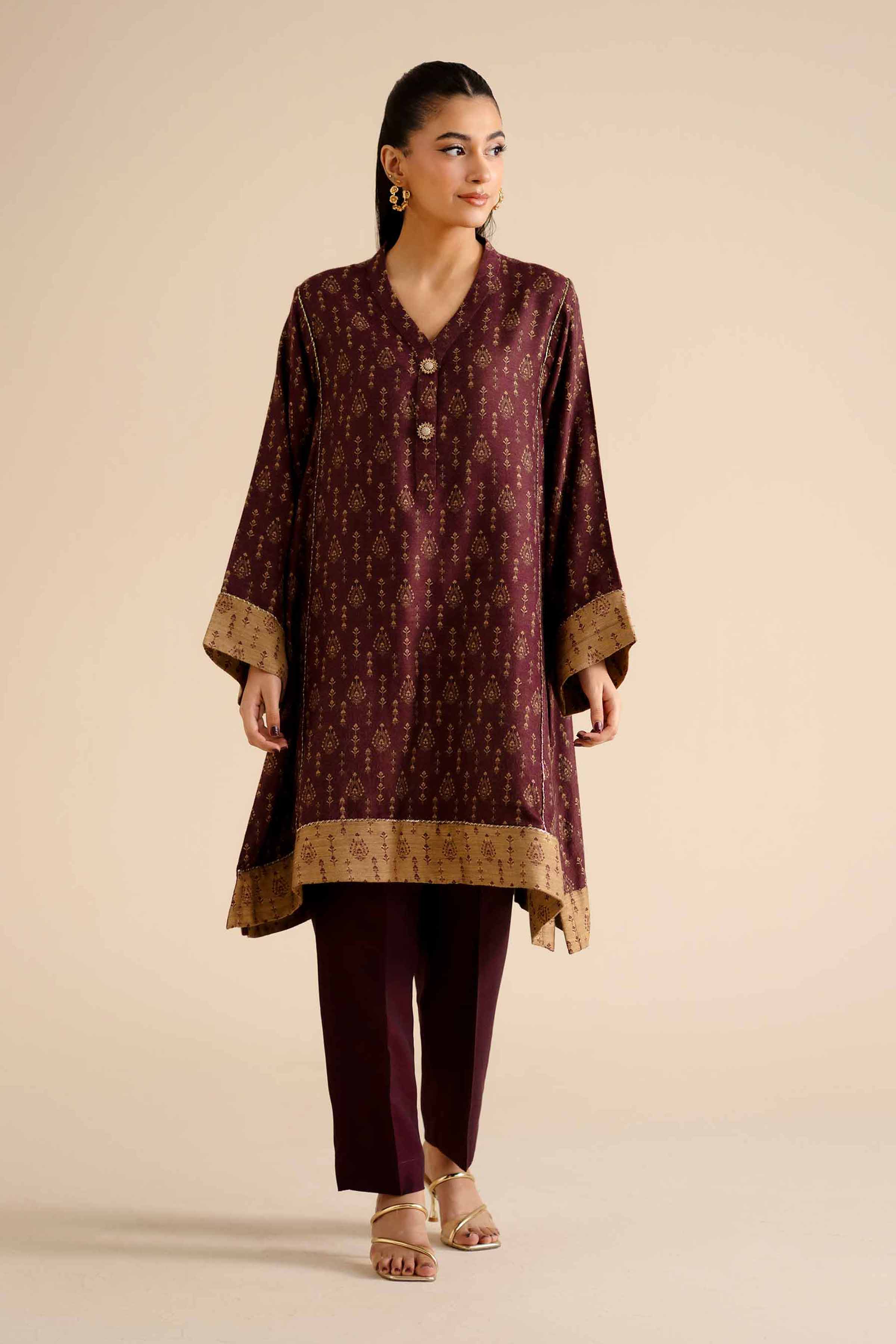 2 Piece - Basic Suit - PW25-276 READY TO WEAR Red Jacquard 2 Pieces Solids