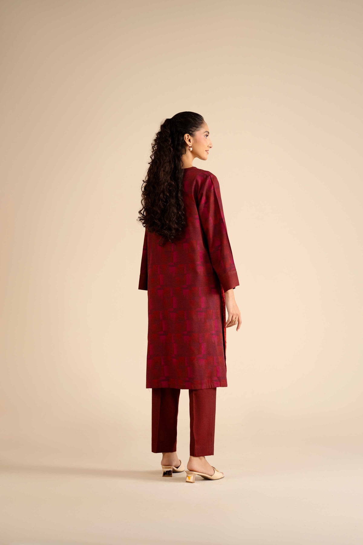 2 Piece - Basic Suit - PW25-278 Red Jacquard 2PC Solids Nishat Australia