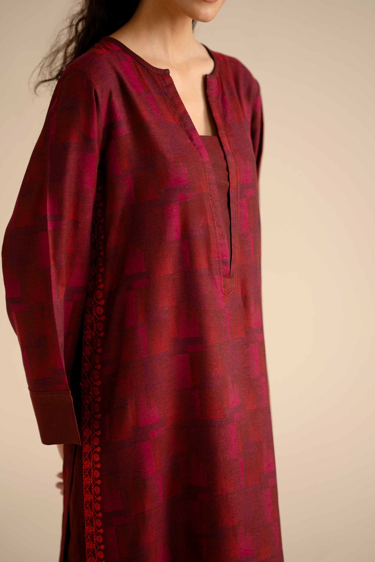2 Piece - Basic Suit - PW25-278 Red Jacquard 2PC Solids Nishat Australia