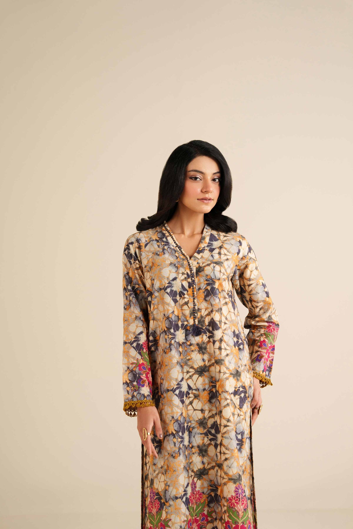 2 Piece - Printed Suit - PW25-283 Beige Wool 2PC Printed Nishat Australia