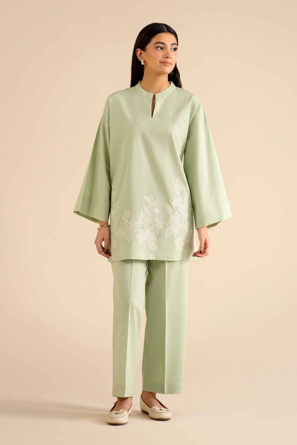 2 Piece - Embroidered Suit - PW25-300 Green Cotton 2PC Embroidered Nishat Australia