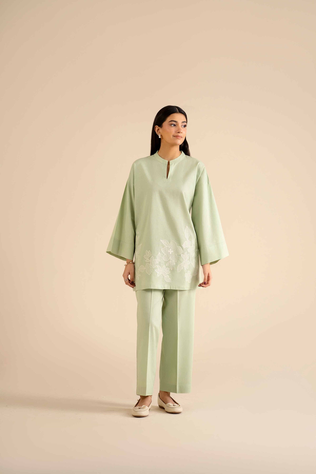 2 Piece - Embroidered Suit - PW25-300 Green Cotton 2PC Embroidered Nishat Australia