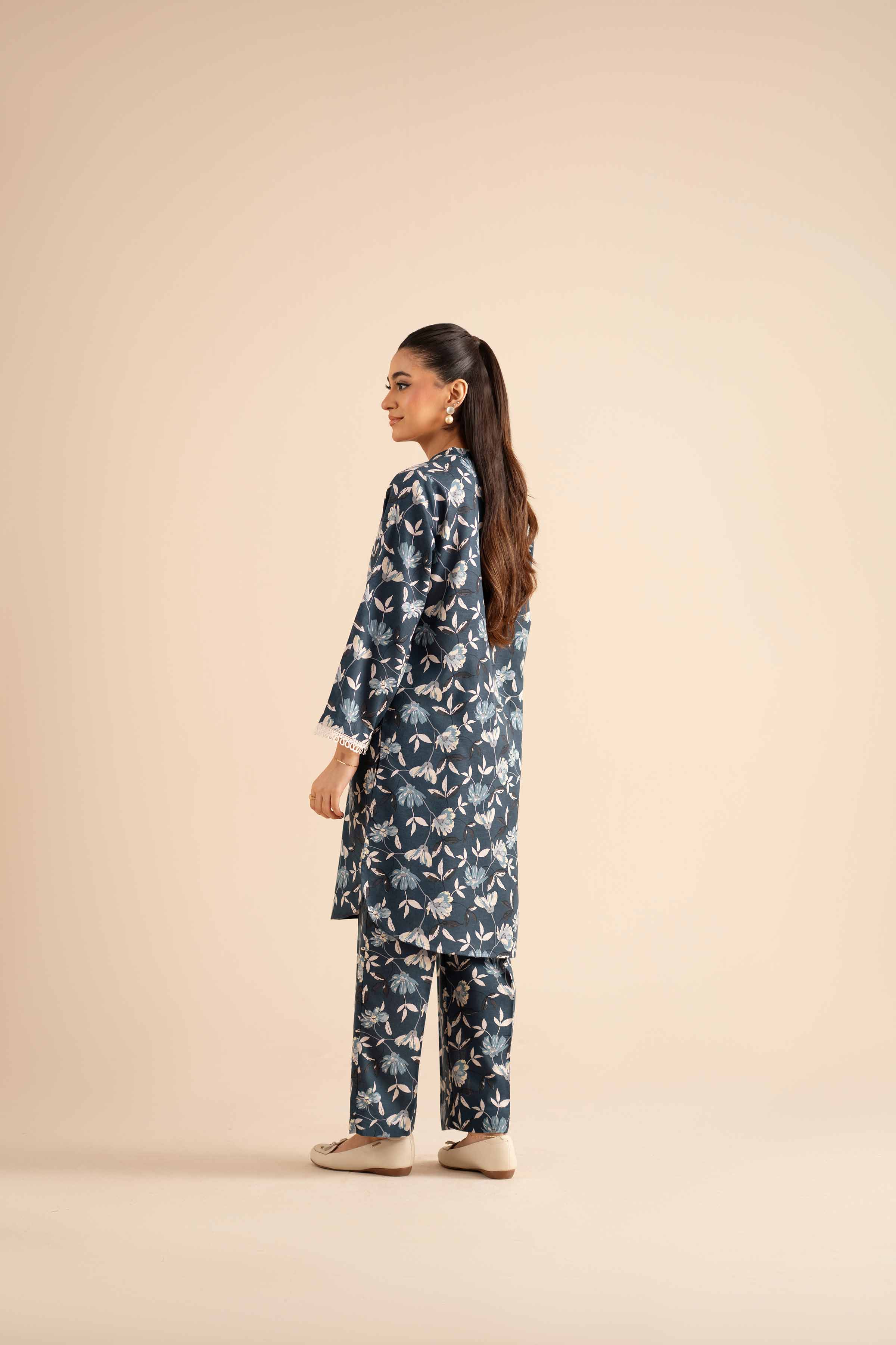 2 Piece - Printed Suit - PW25-303 READY TO WEAR Blue Karandi 2PC Printed