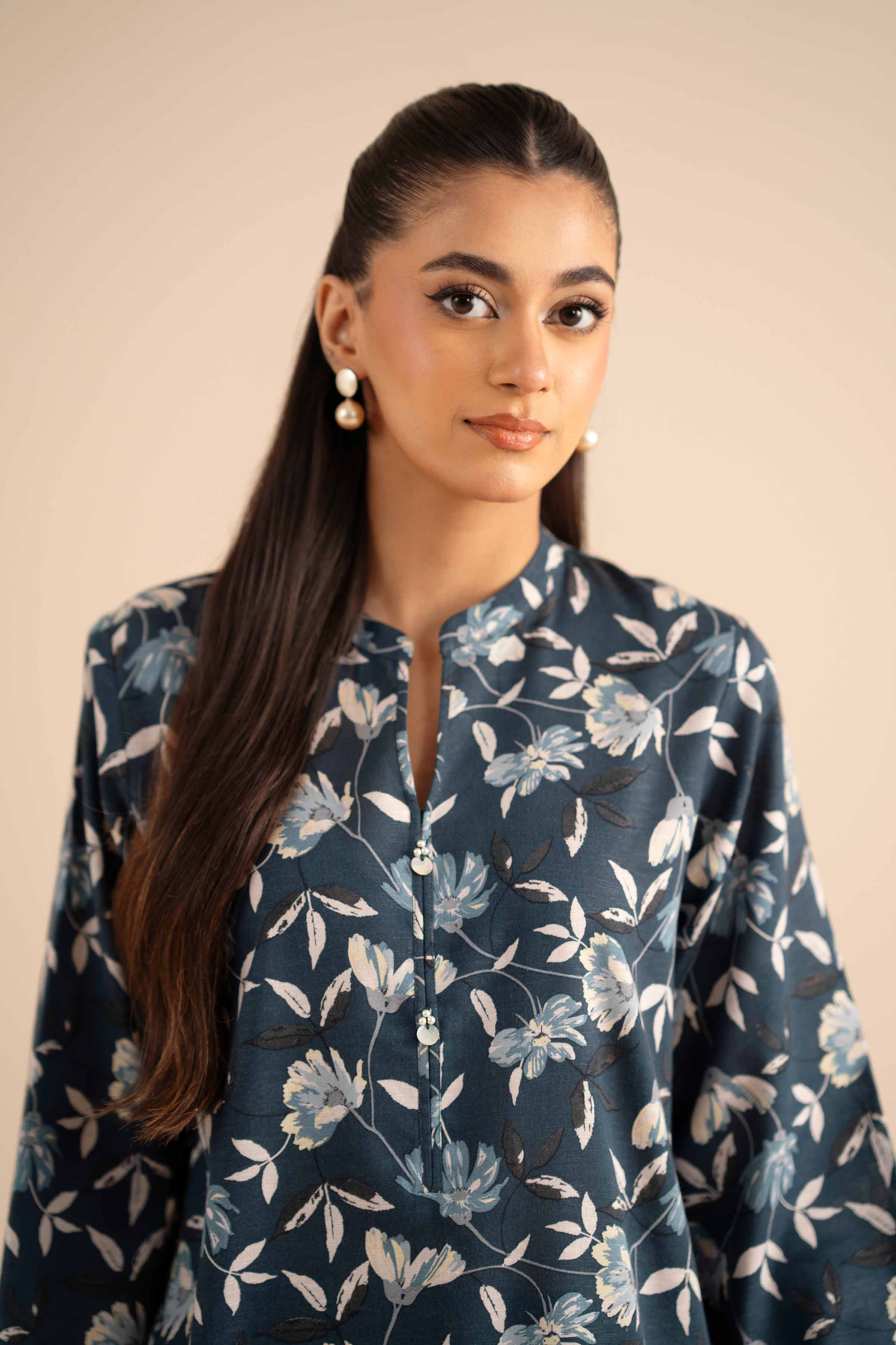 2 Piece - Printed Suit - PW25-303 READY TO WEAR Blue Karandi 2PC Printed