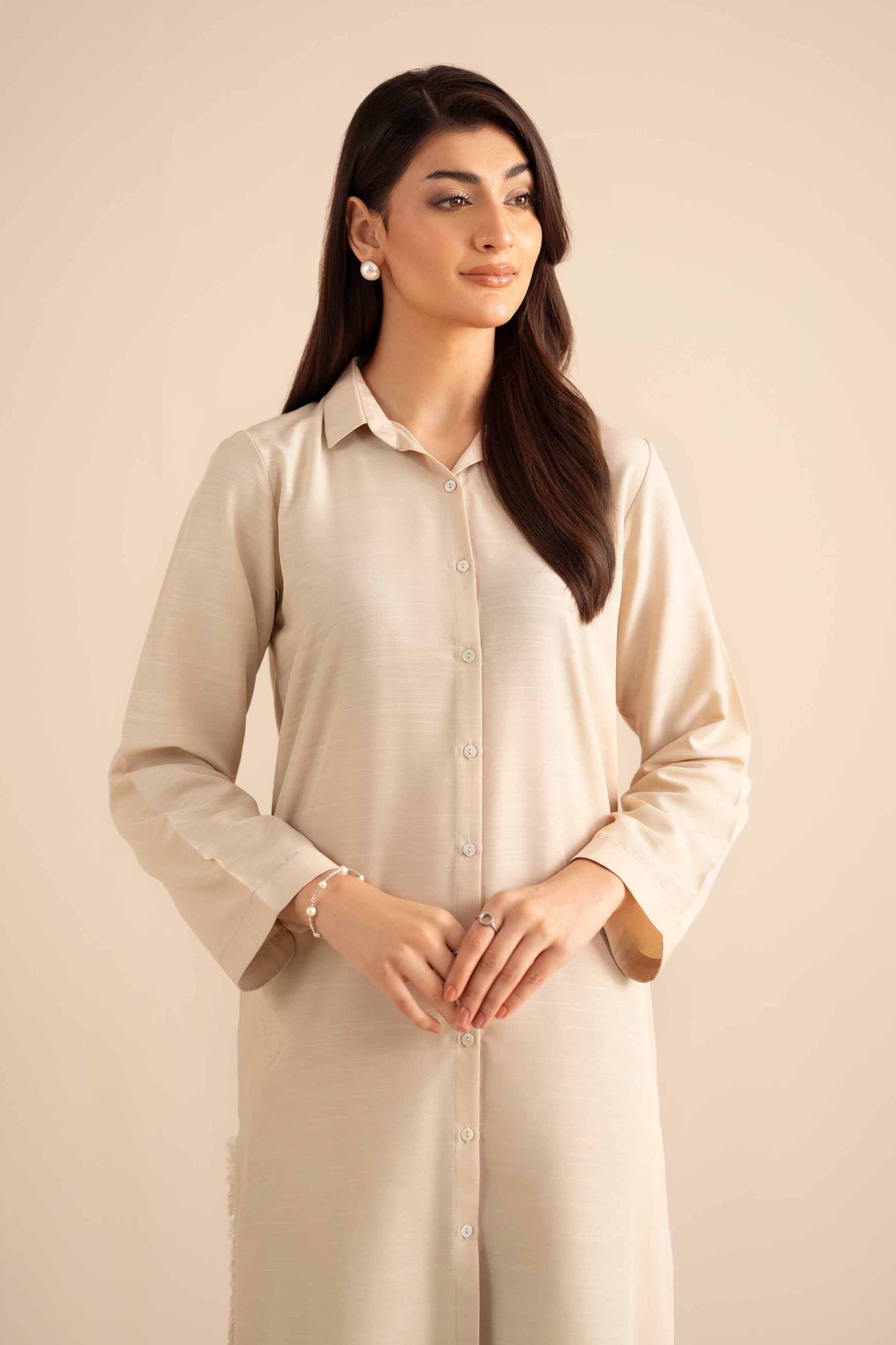 2 Piece - Basic Suit - PW25-313 READY TO WEAR White Silk 2PC Solids