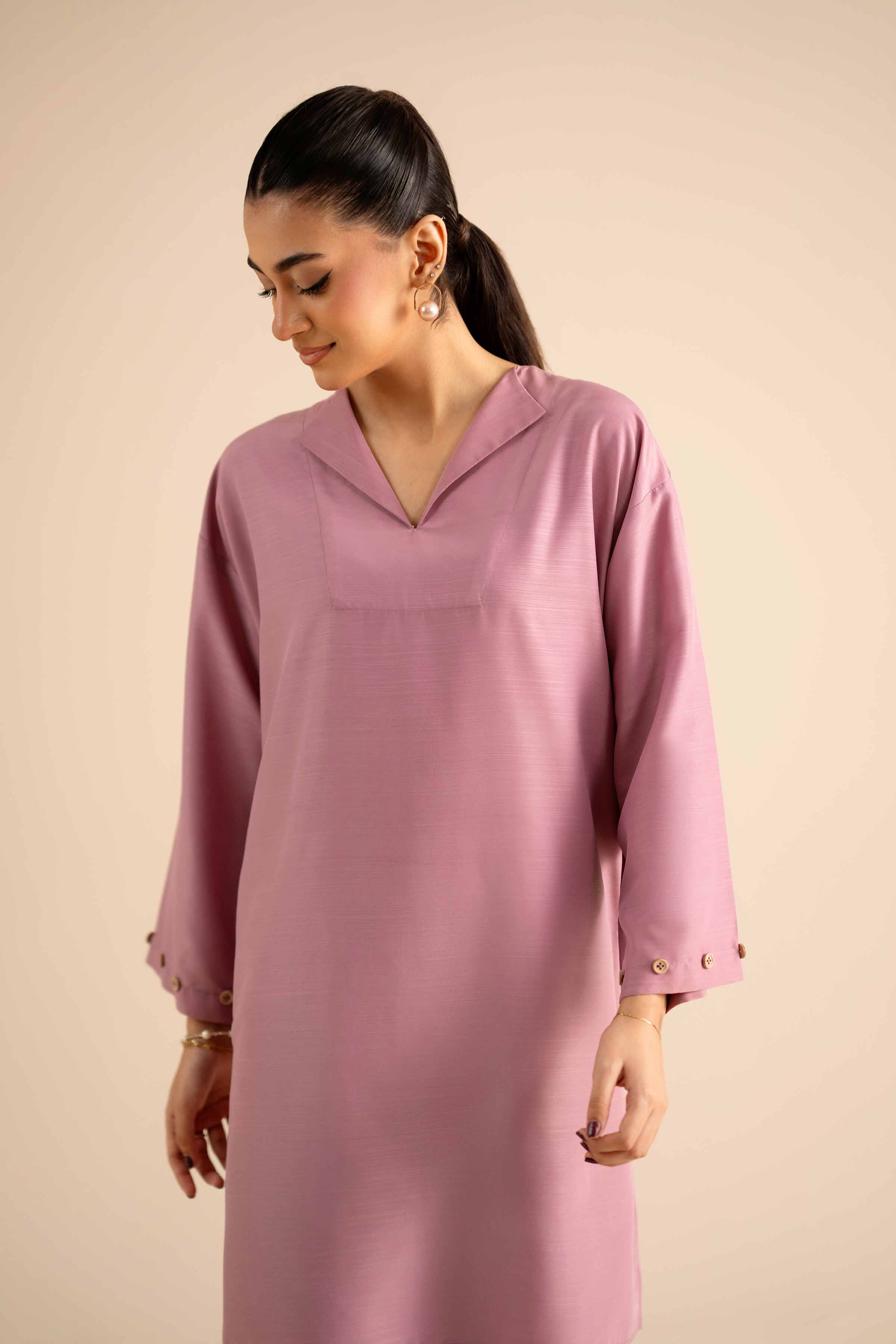2 Piece - Basic Suit - PW25-314 READY TO WEAR Pink Silk 2PC Solids